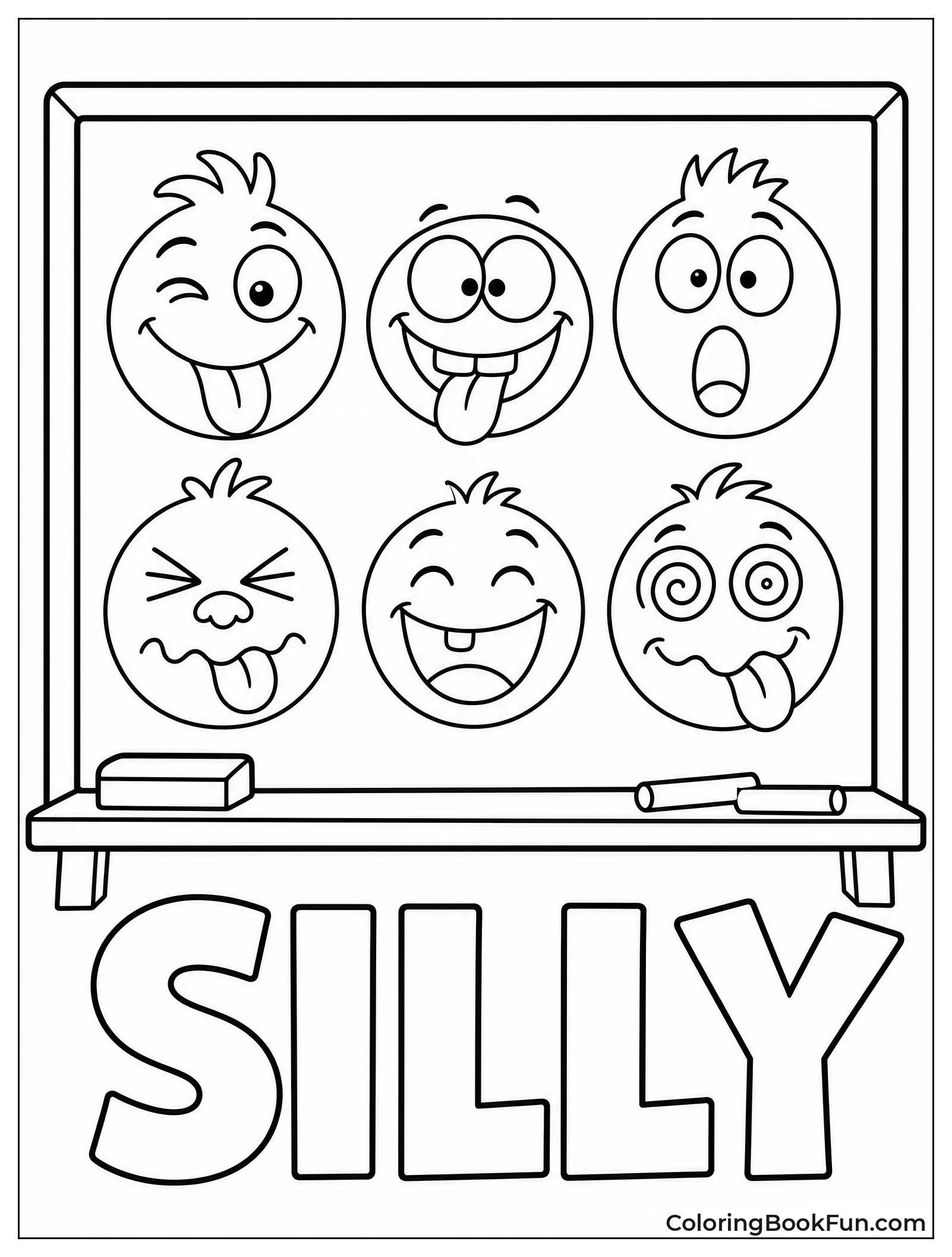 Silly Faces Drawn on Chalkboard