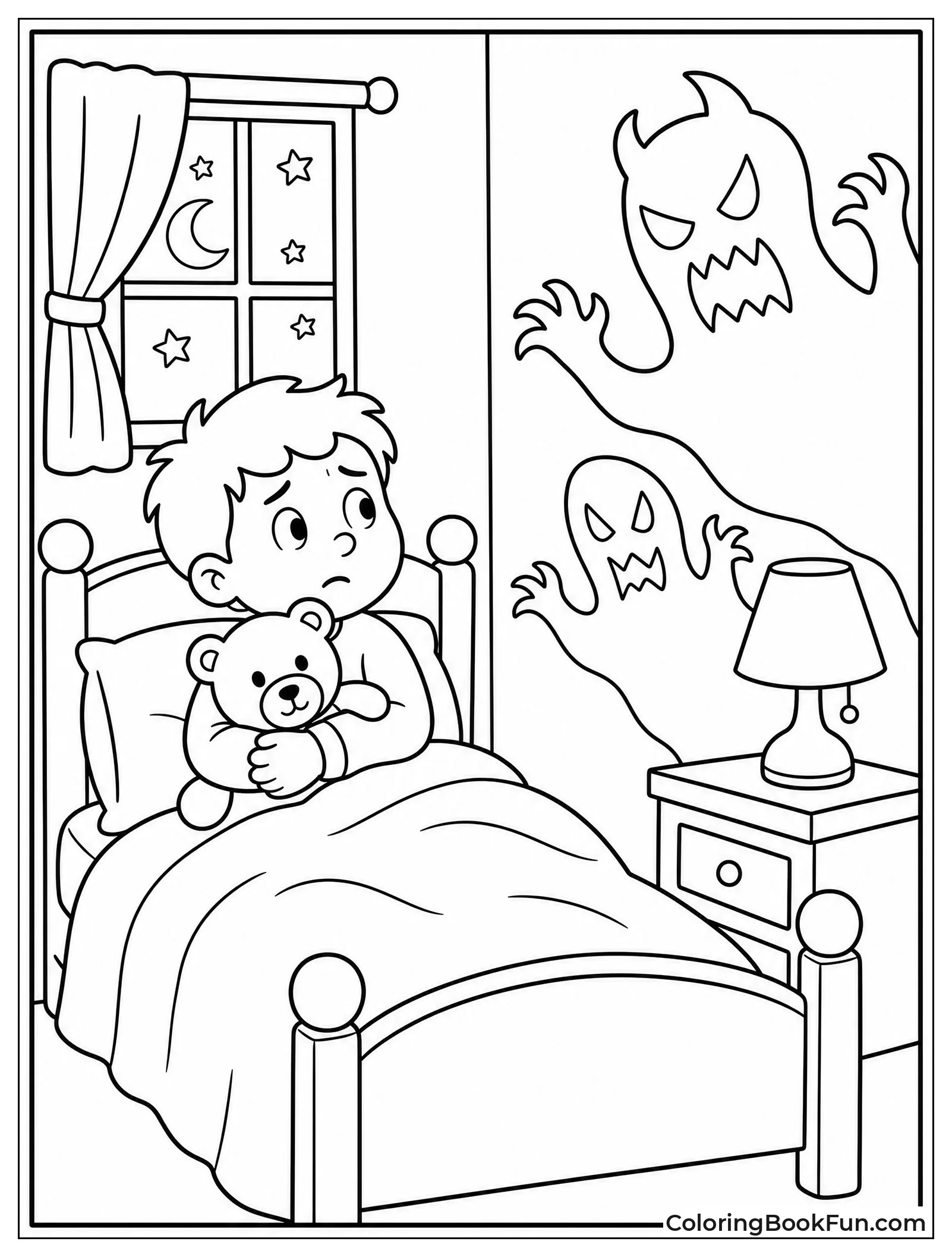Worried Child in Dark Room