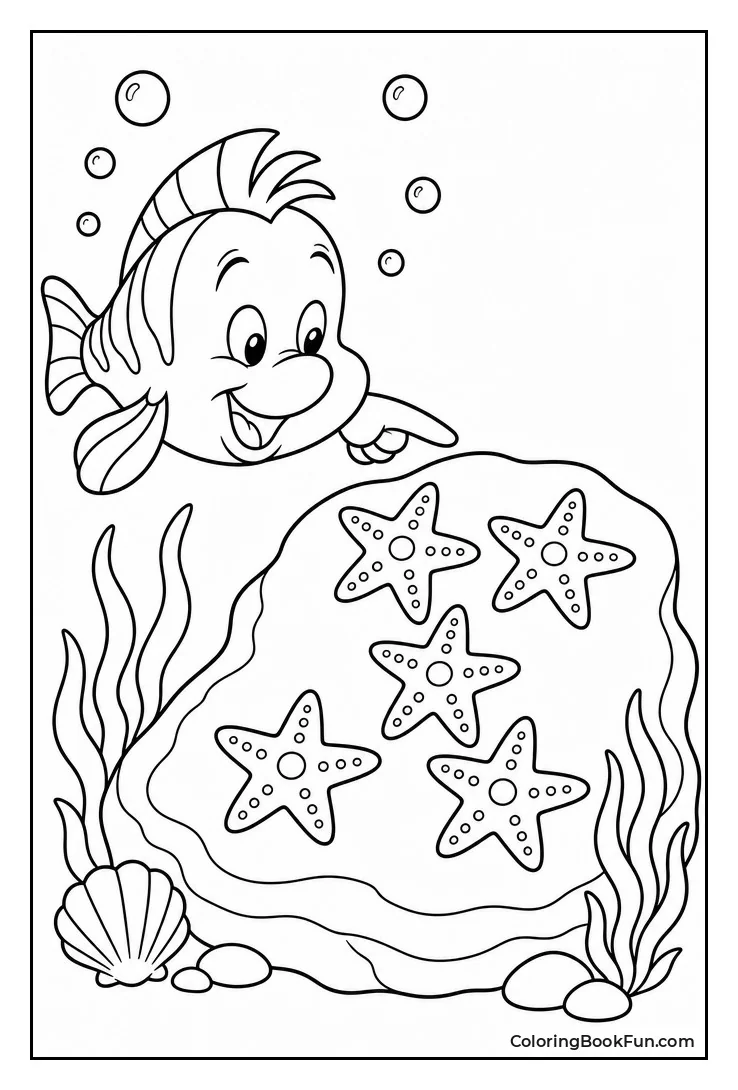 Flounder Counting Starfish on Rock