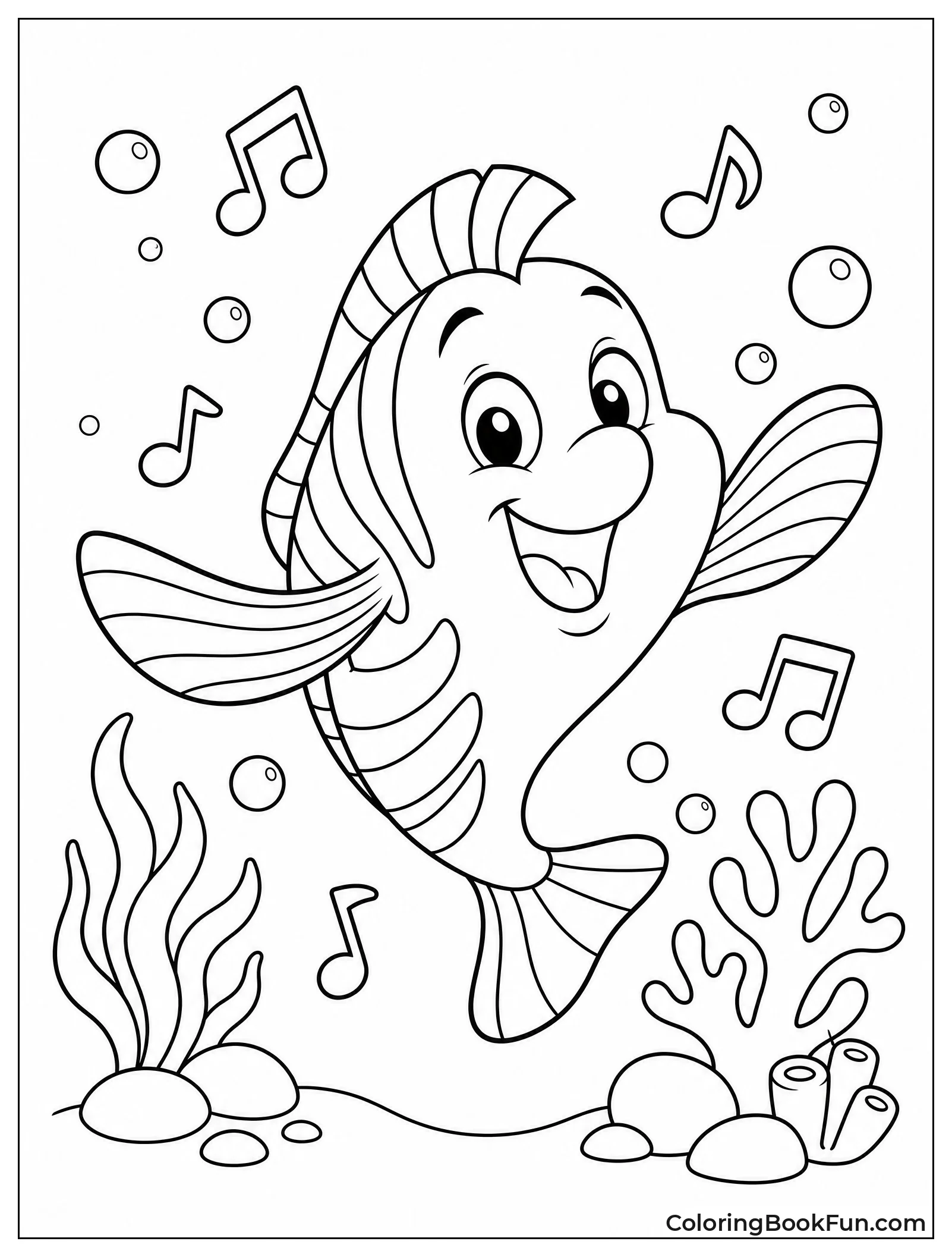 Flounder Dancing Happily Underwater