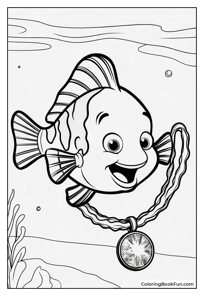 Flounder Holding Shiny Necklace