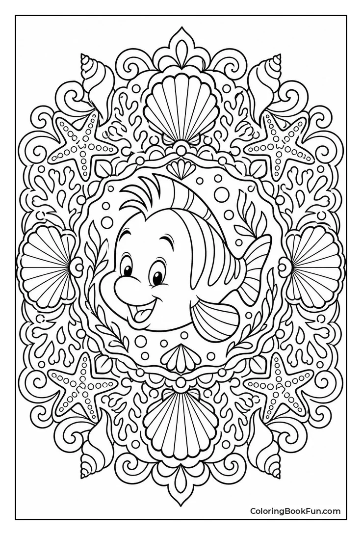 Flounder in Coral Mandala
