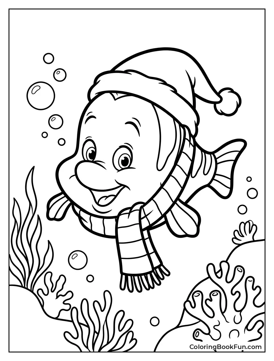 Flounder Wearing Winter Scarf