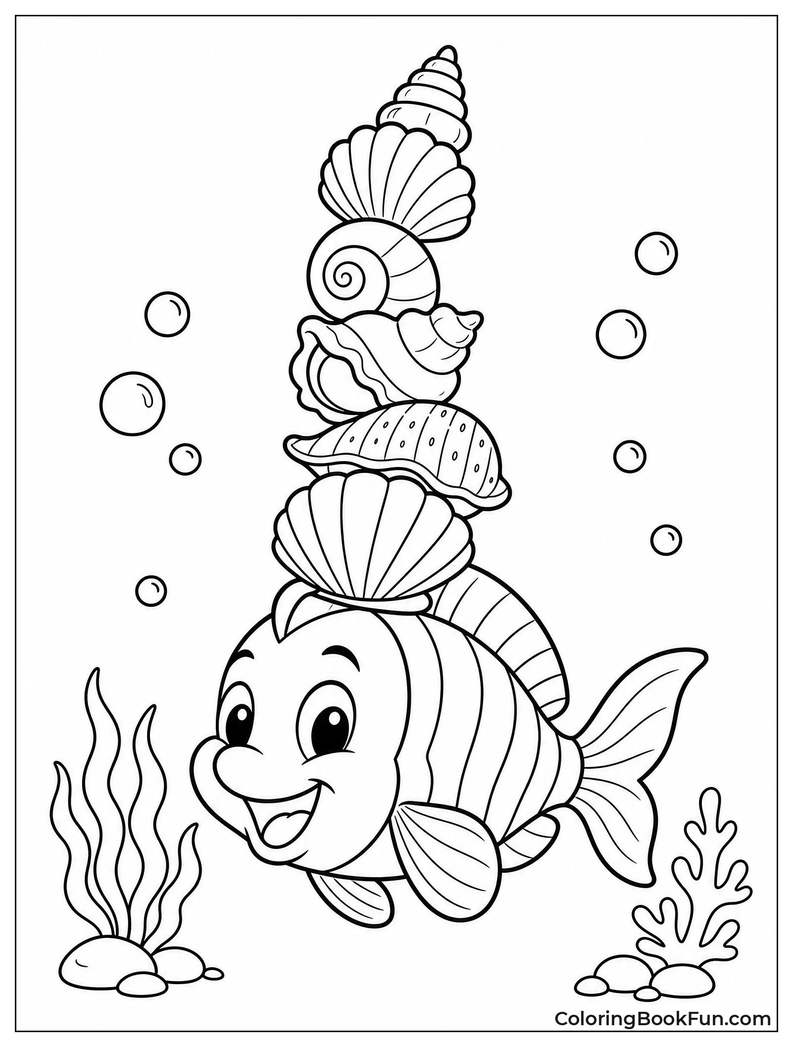 Flounder Carrying Stack of Shells