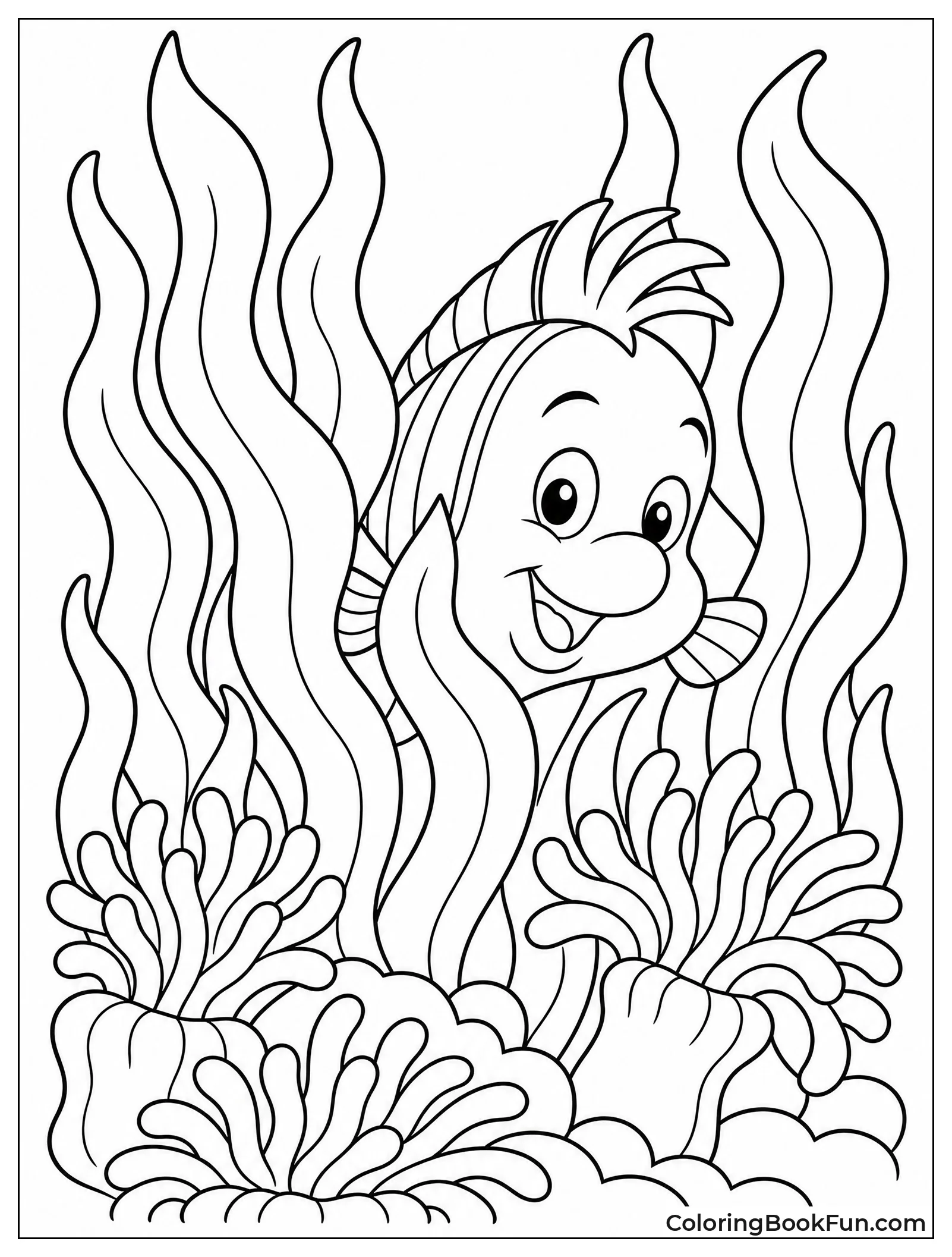 Flounder Hiding in Seaweed