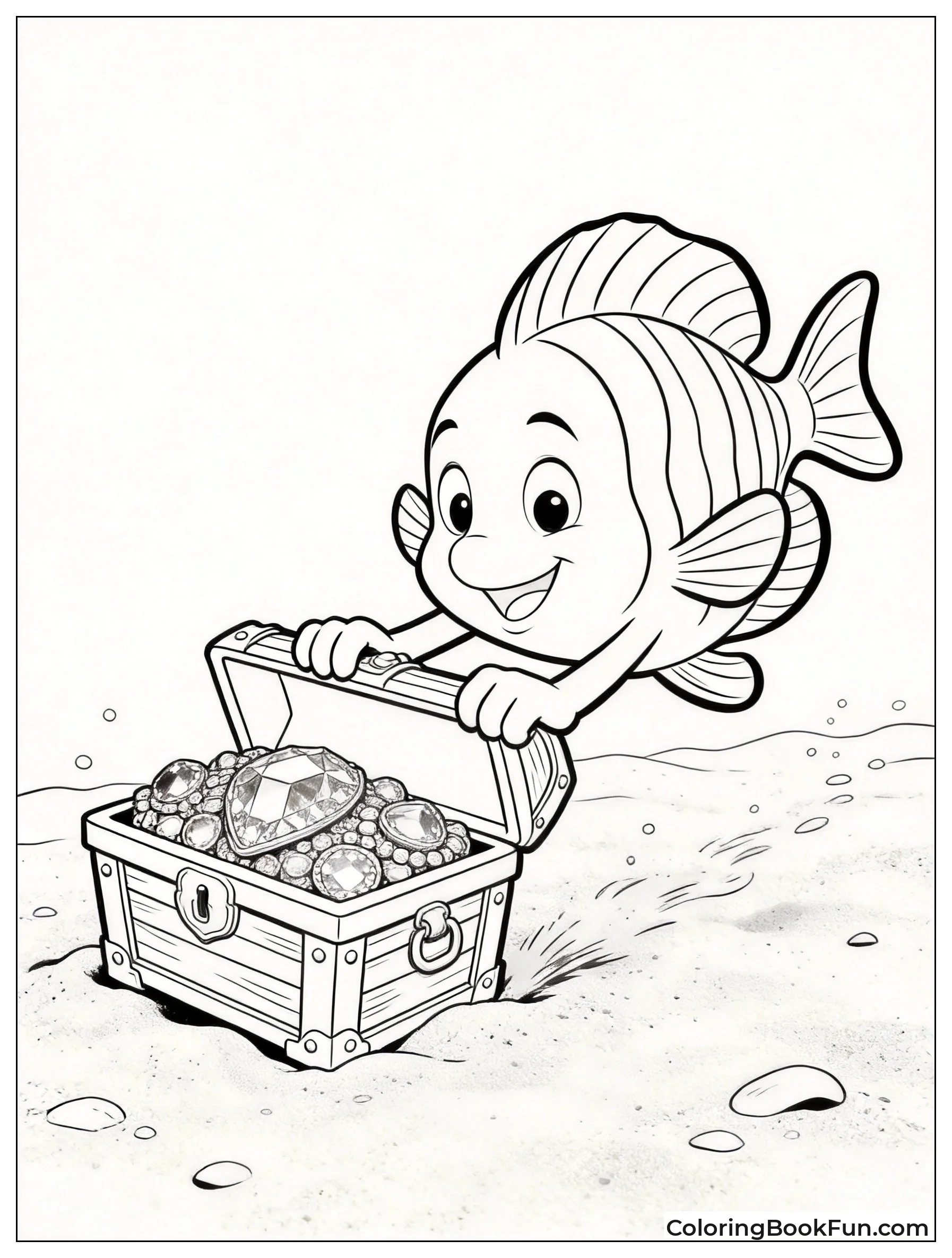 Flounder Pushing Treasure Chest