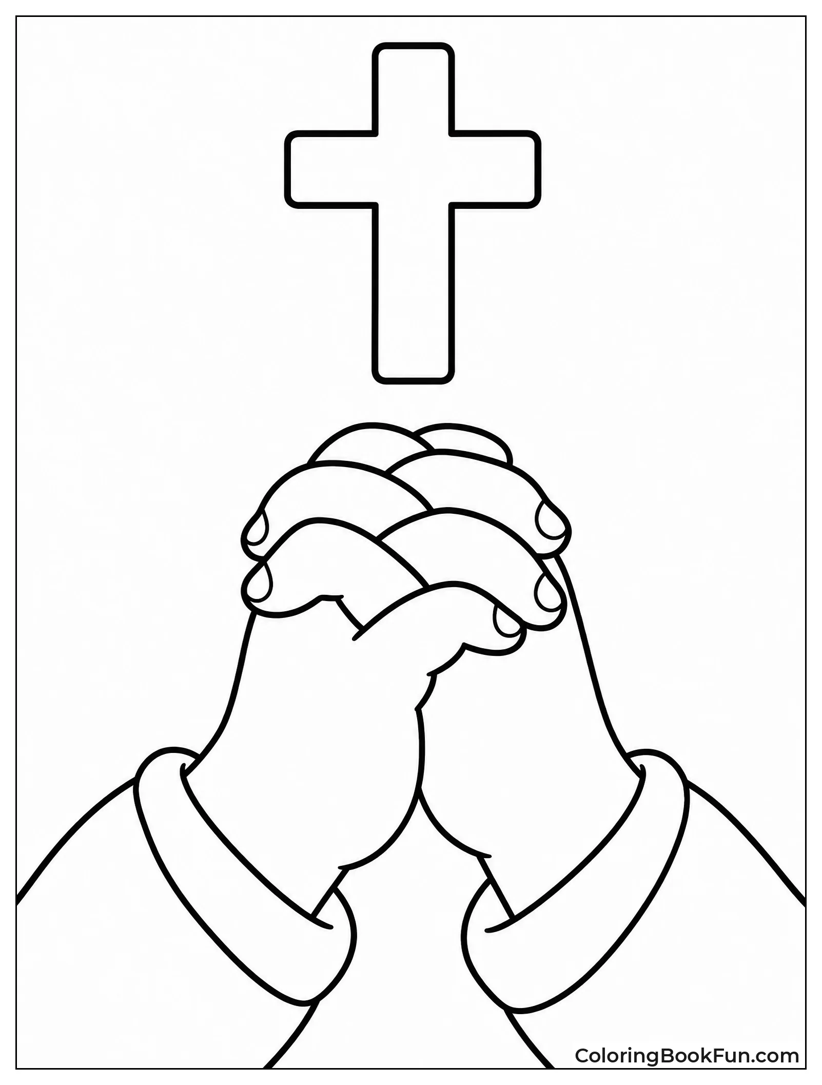 Folded Hands with Cross Above