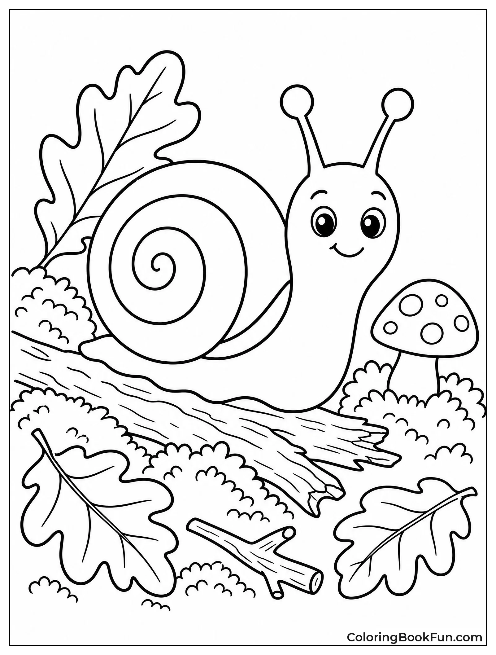 Snail Crawls Across Forest Floor