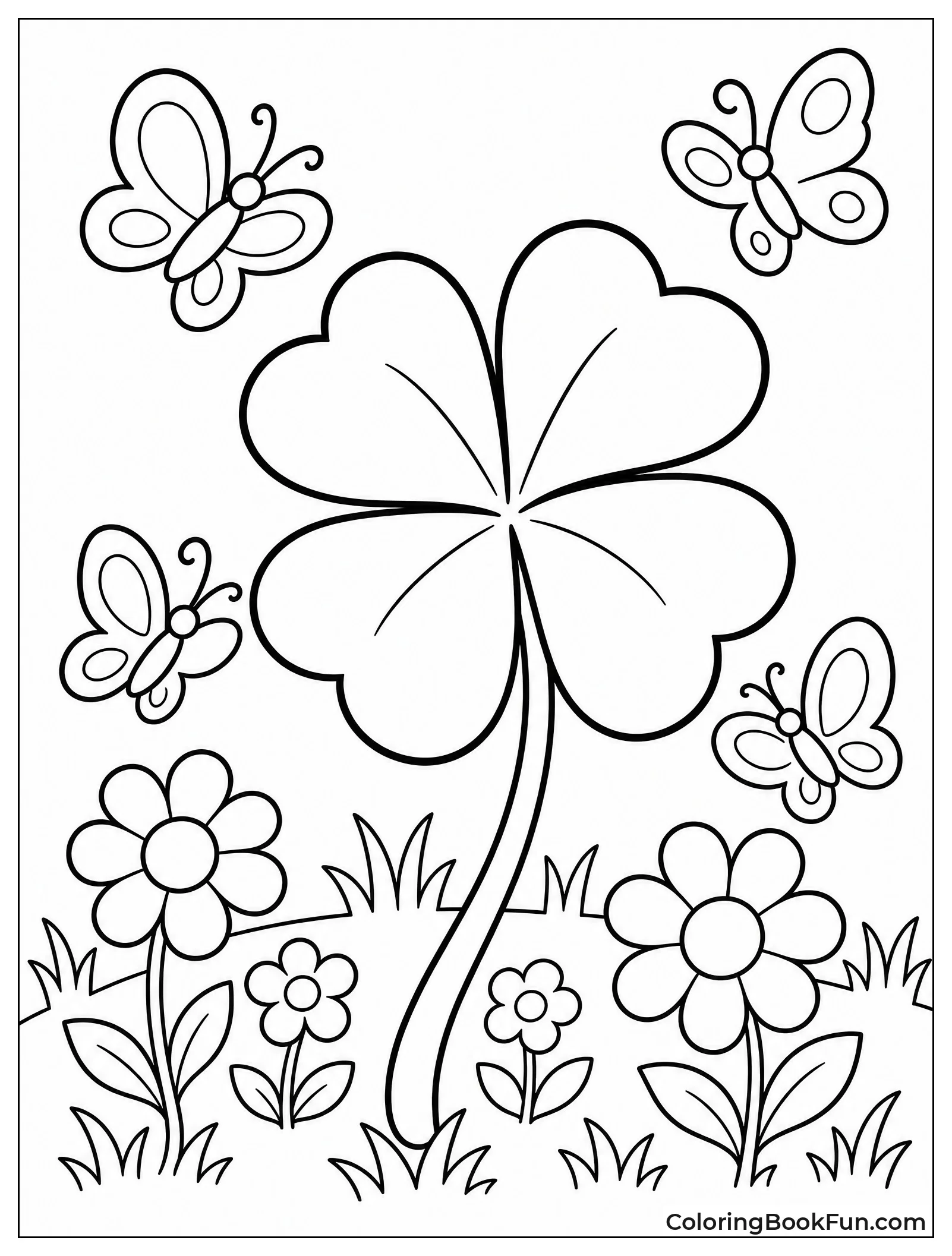Butterflies Flying Around a Clover
