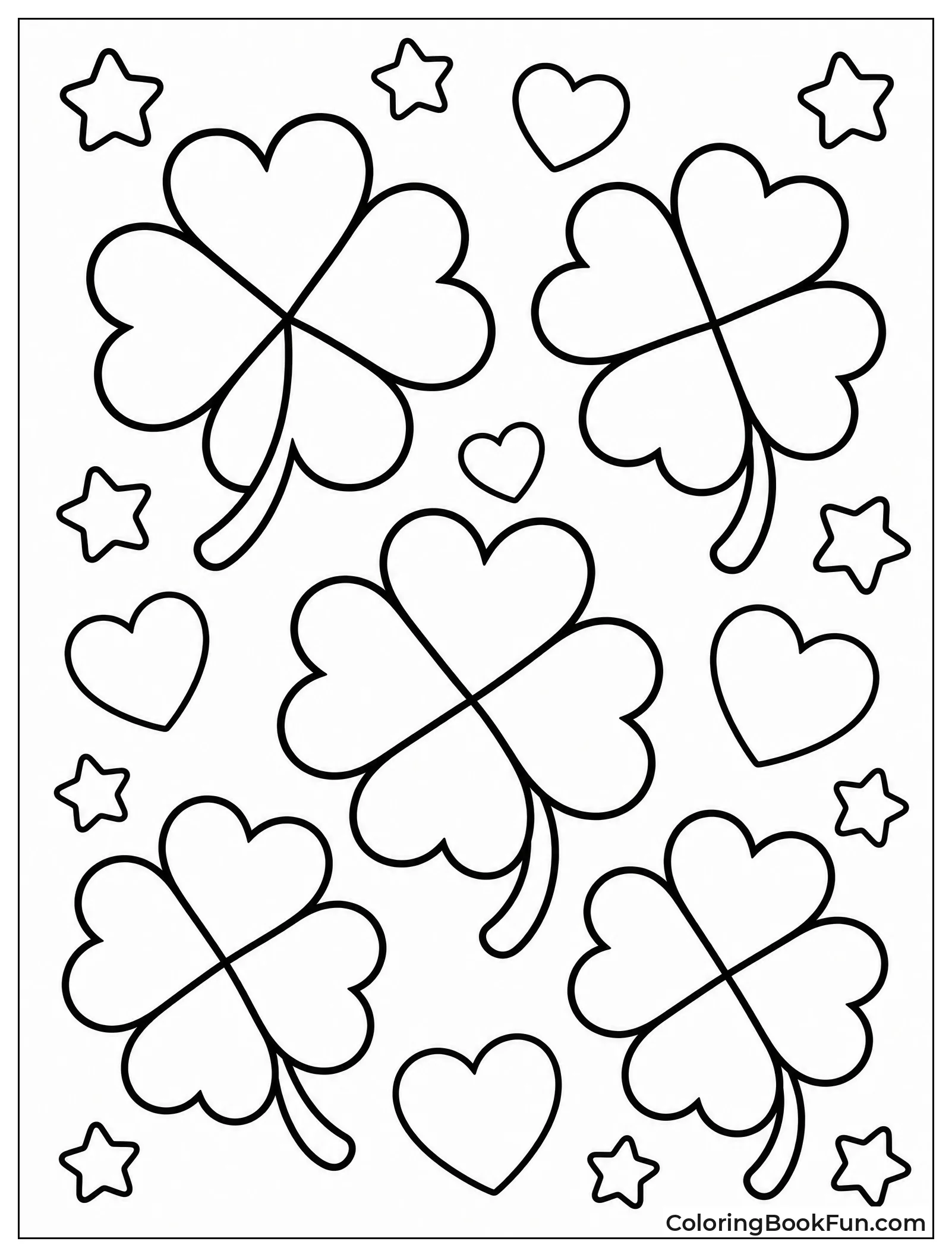 Clovers Mixed with Hearts and Stars