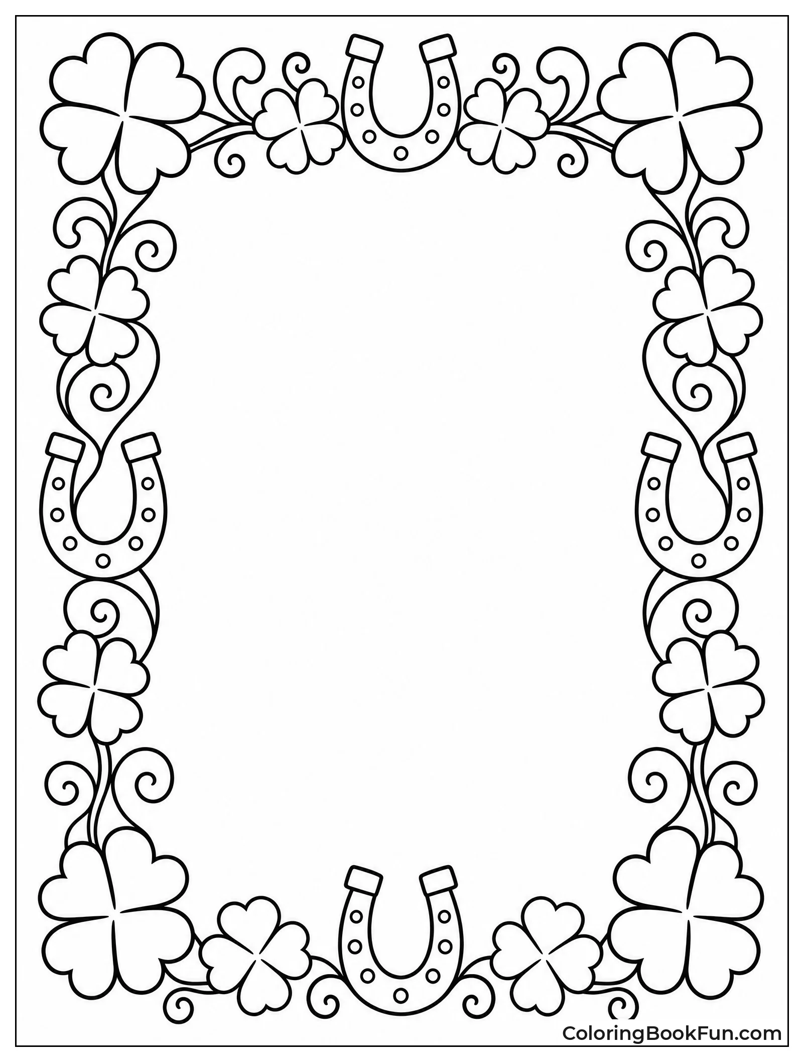 Ornate Border with Clovers and Horseshoes