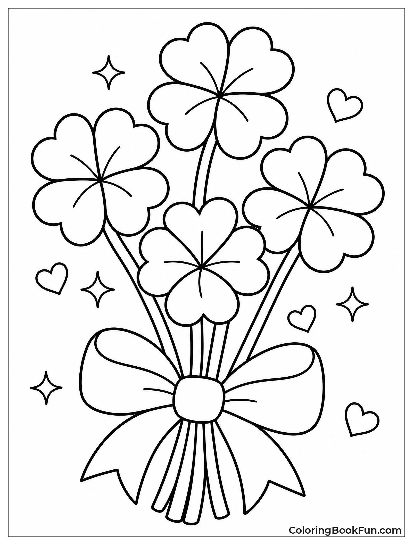 Bouquet of Lucky Clovers with Ribbon