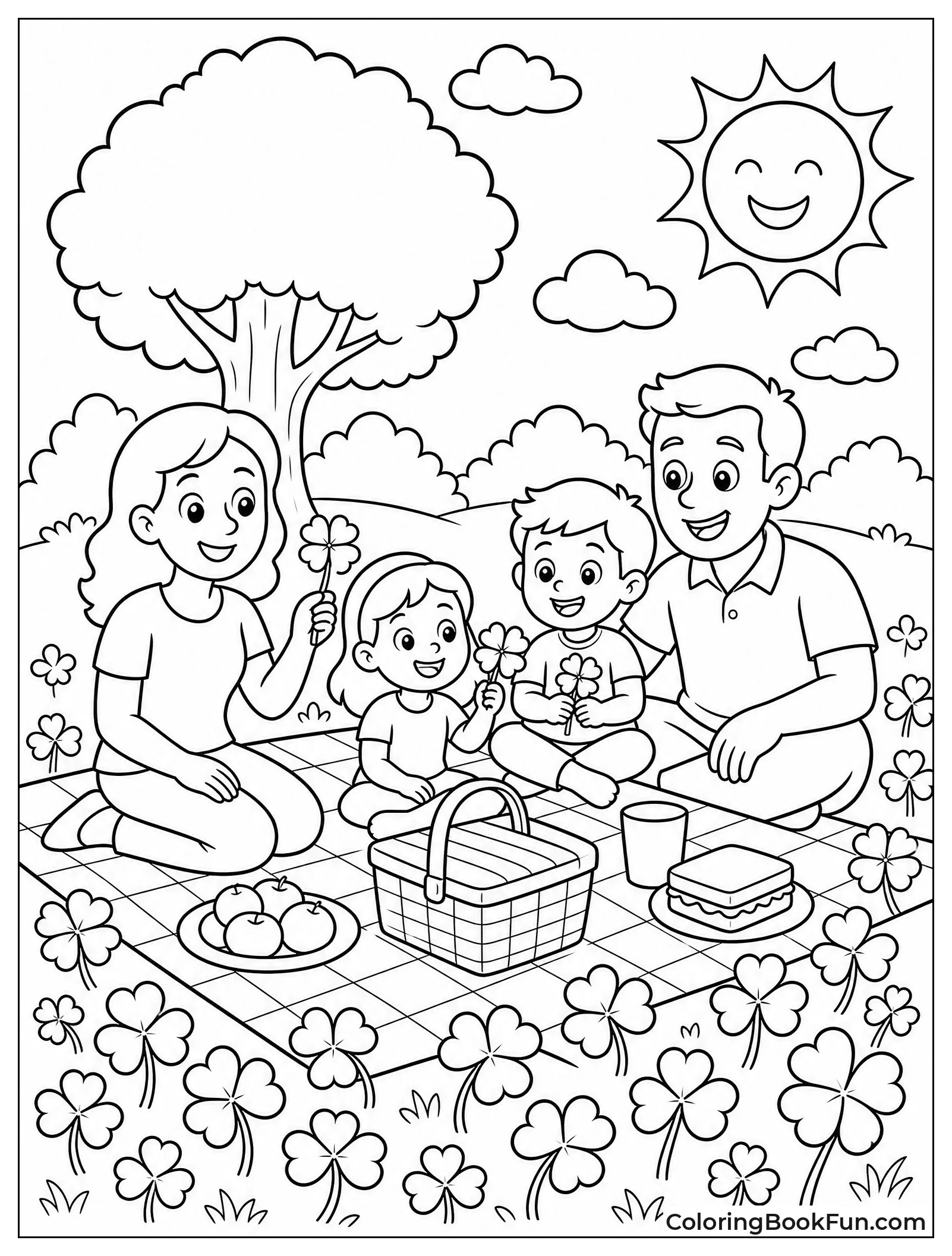 Family Picnic on a Clover Blanket