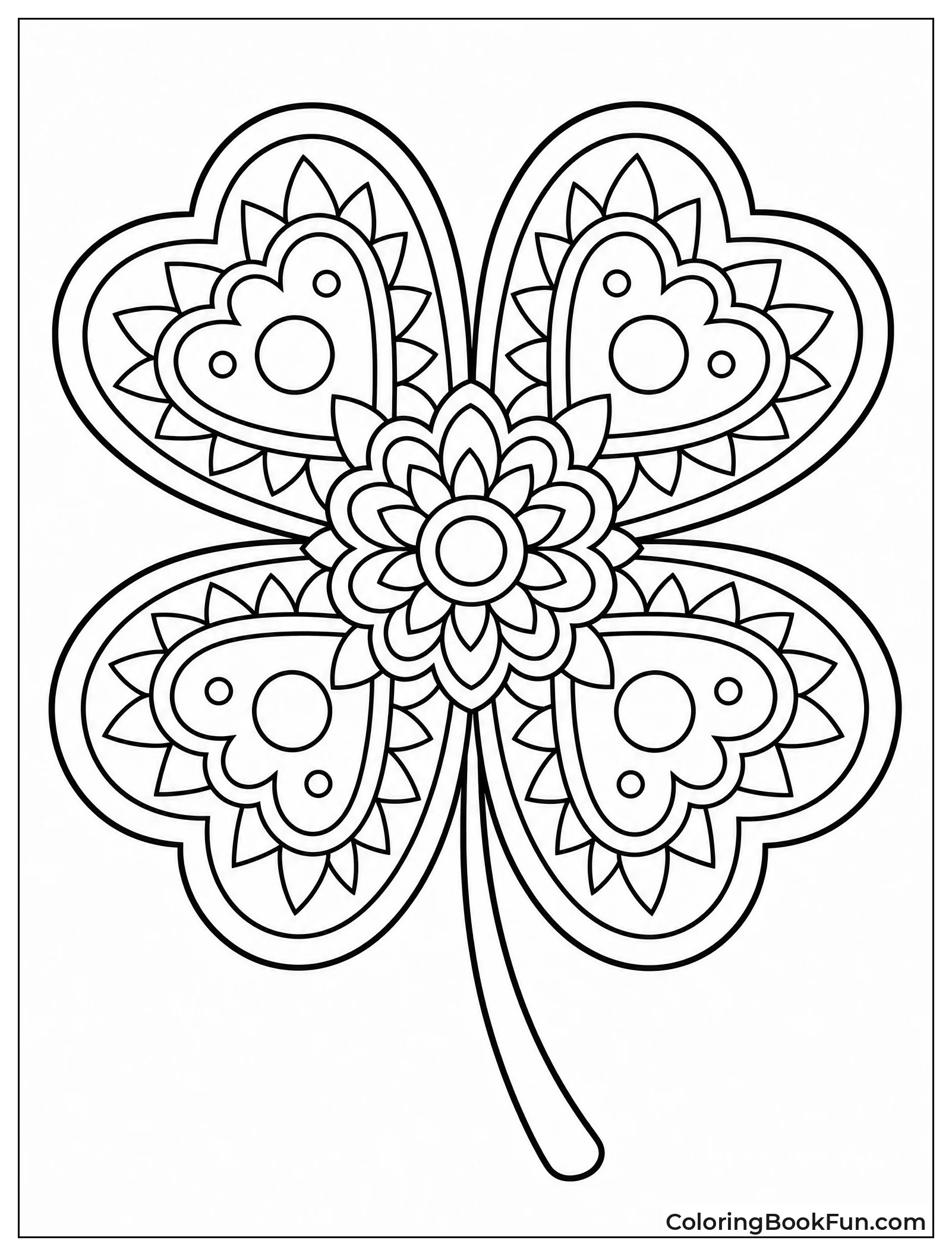 Symmetrical Mandala Style Clover Design