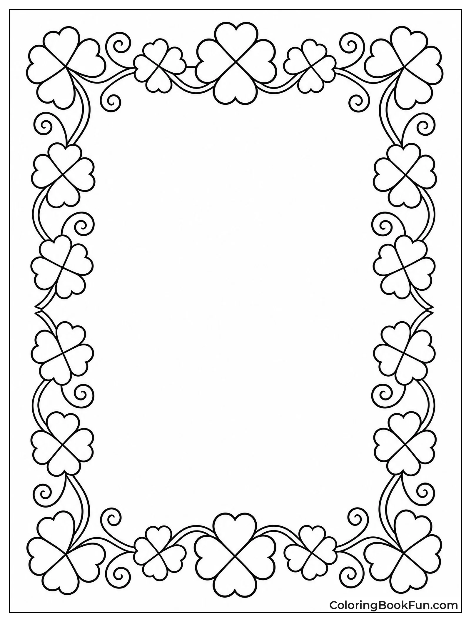 Frame Made of Repeating Lucky Clovers