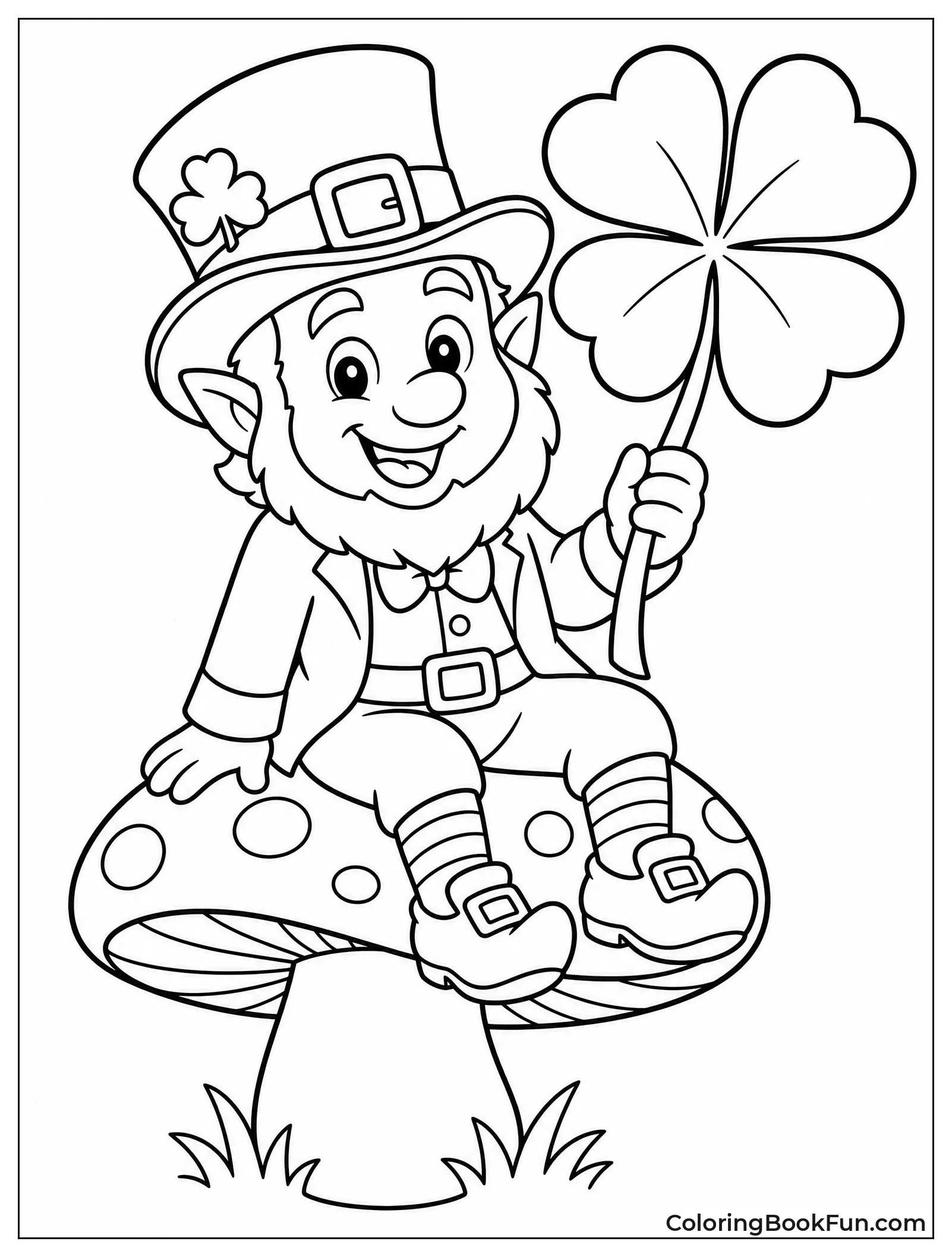 Leprechaun Holding a Giant Clover