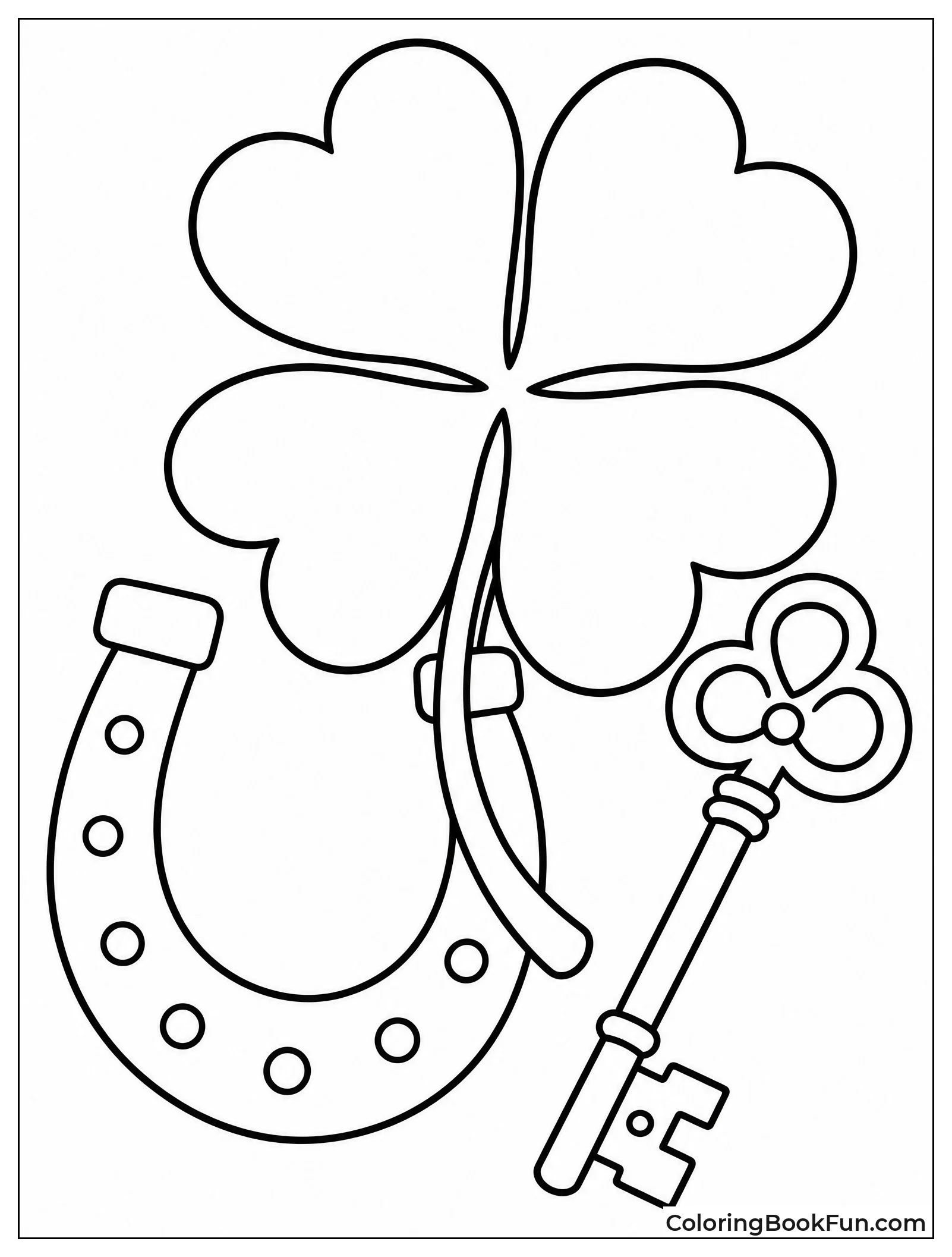 Clover with Horseshoe and Key Charms