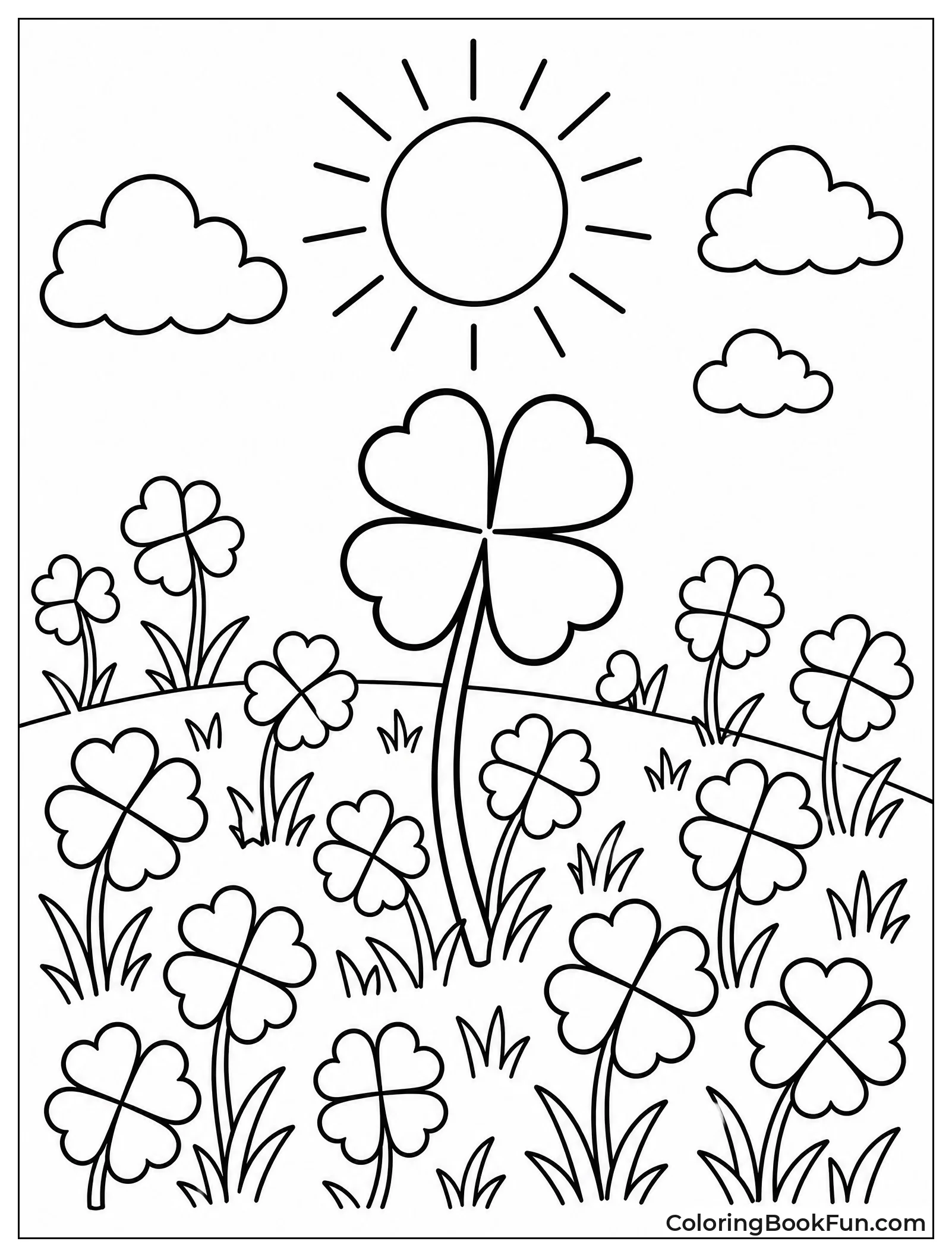 Sunny Meadow Full of Lucky Clovers