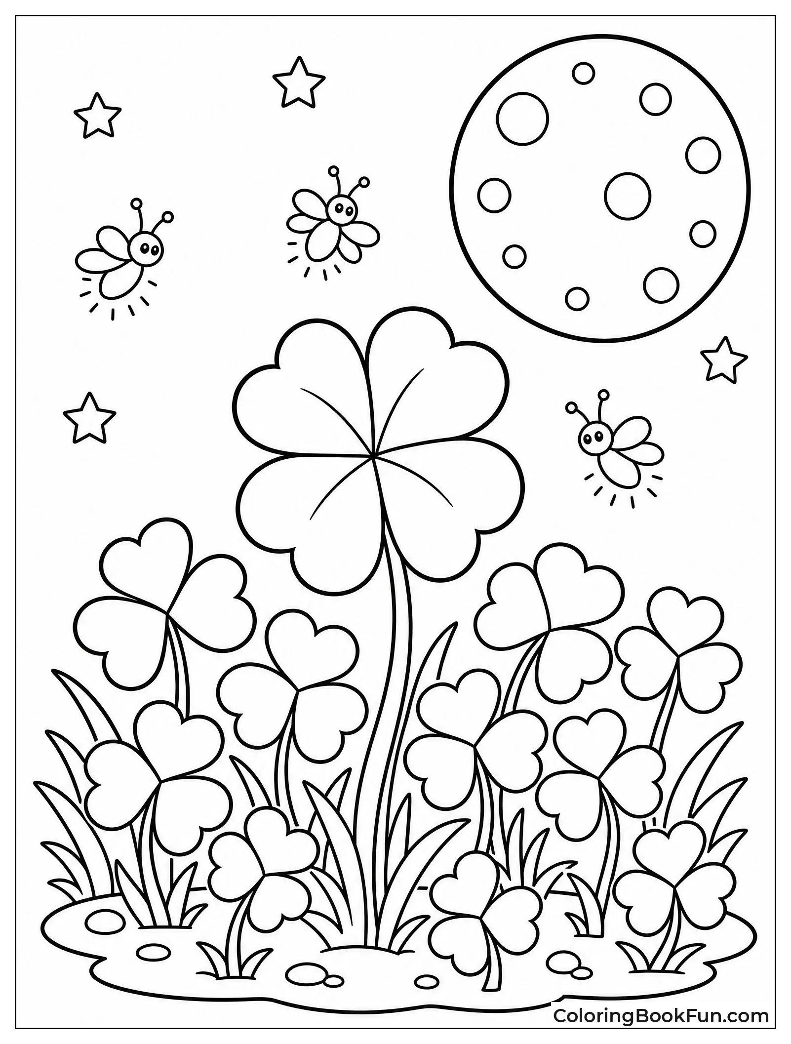 Fireflies near a Moonlit Clover Patch