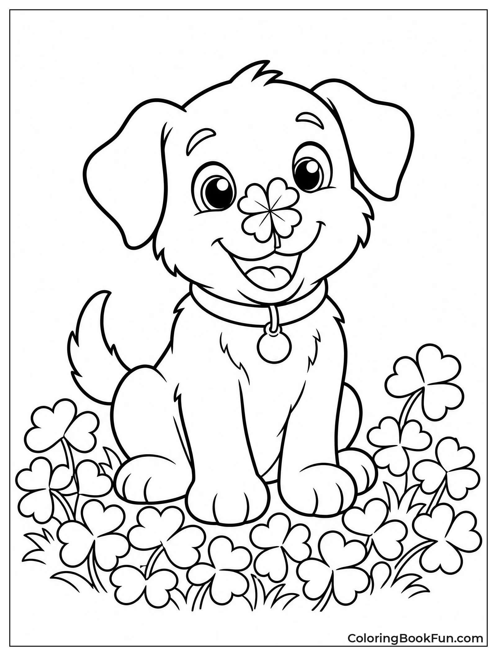 Puppy with a Clover on Its Nose