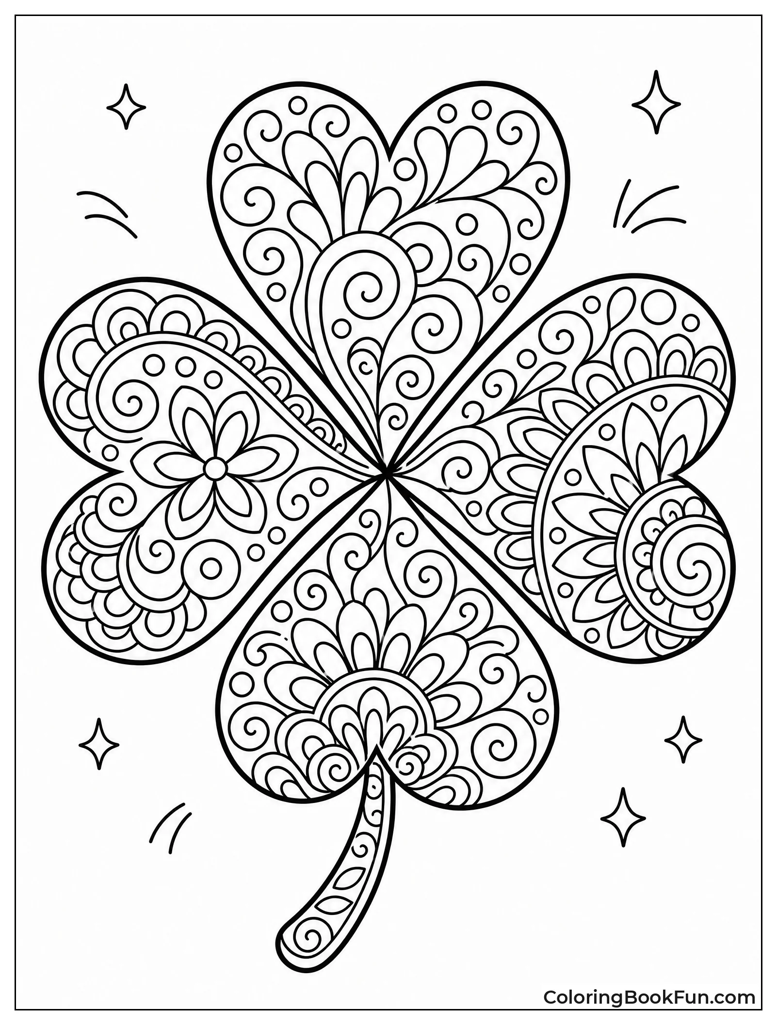 Clover Filled with Zentangle Patterns
