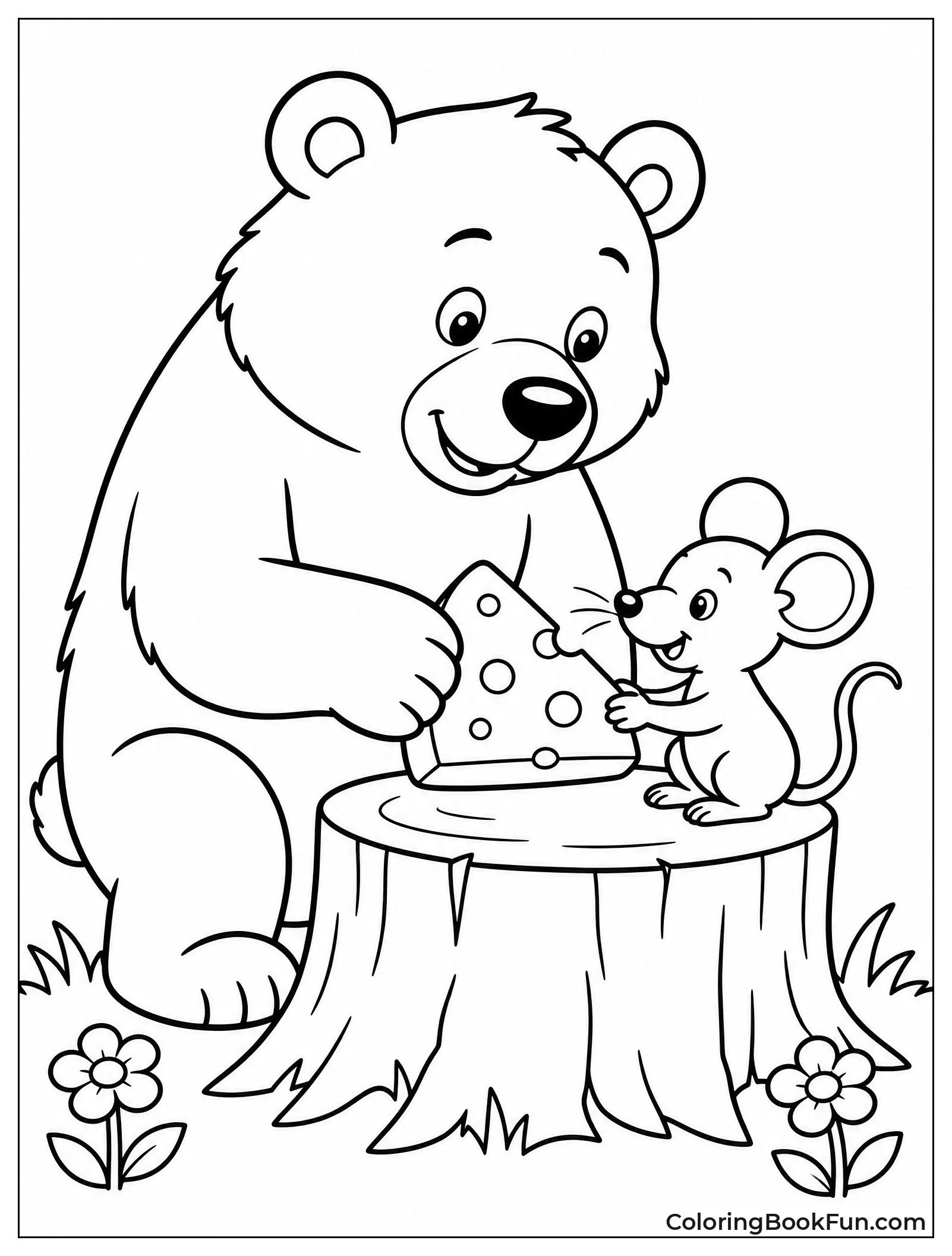 Bear and Mouse Sharing Cheese
