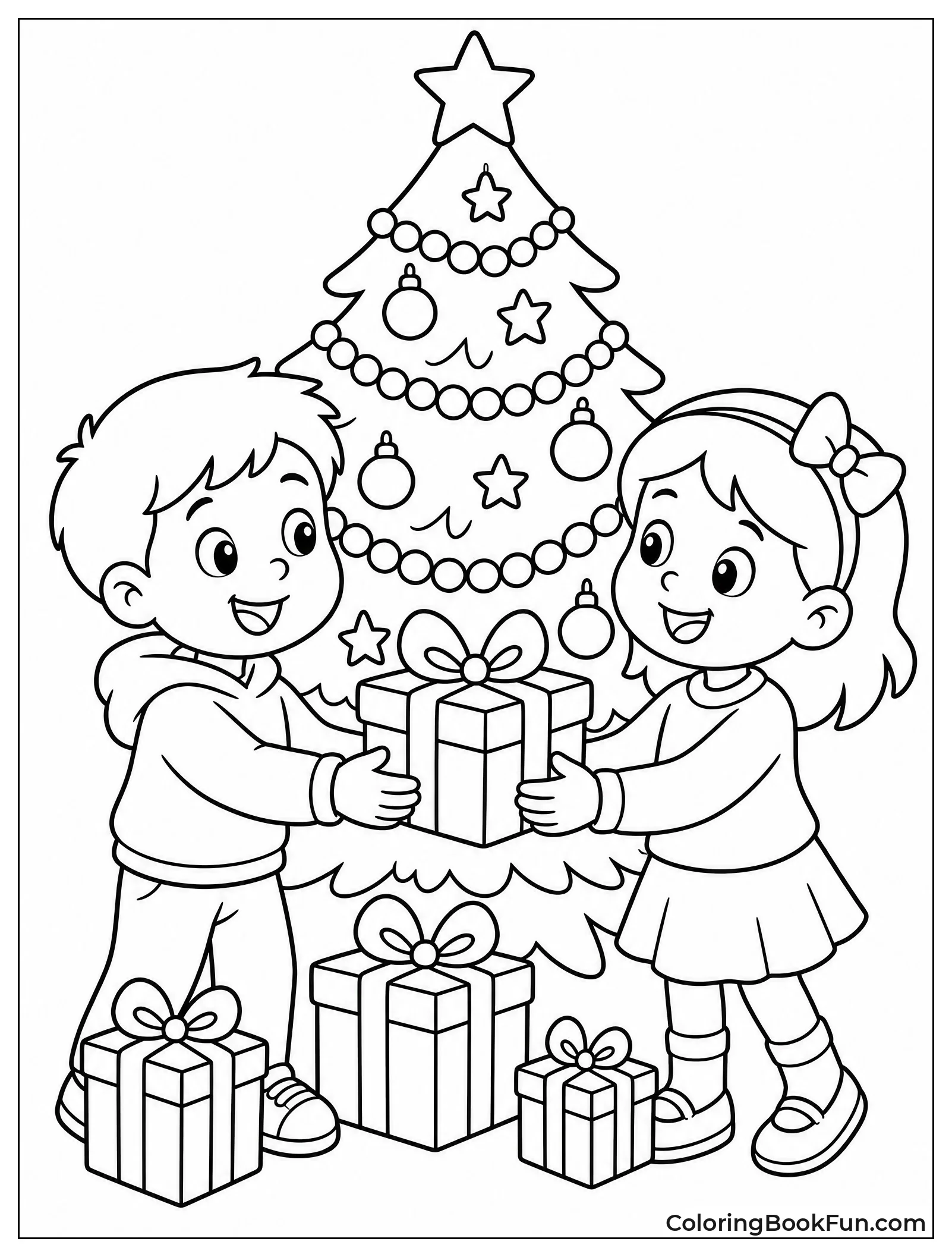 Exchanging Gifts Under the Christmas Tree