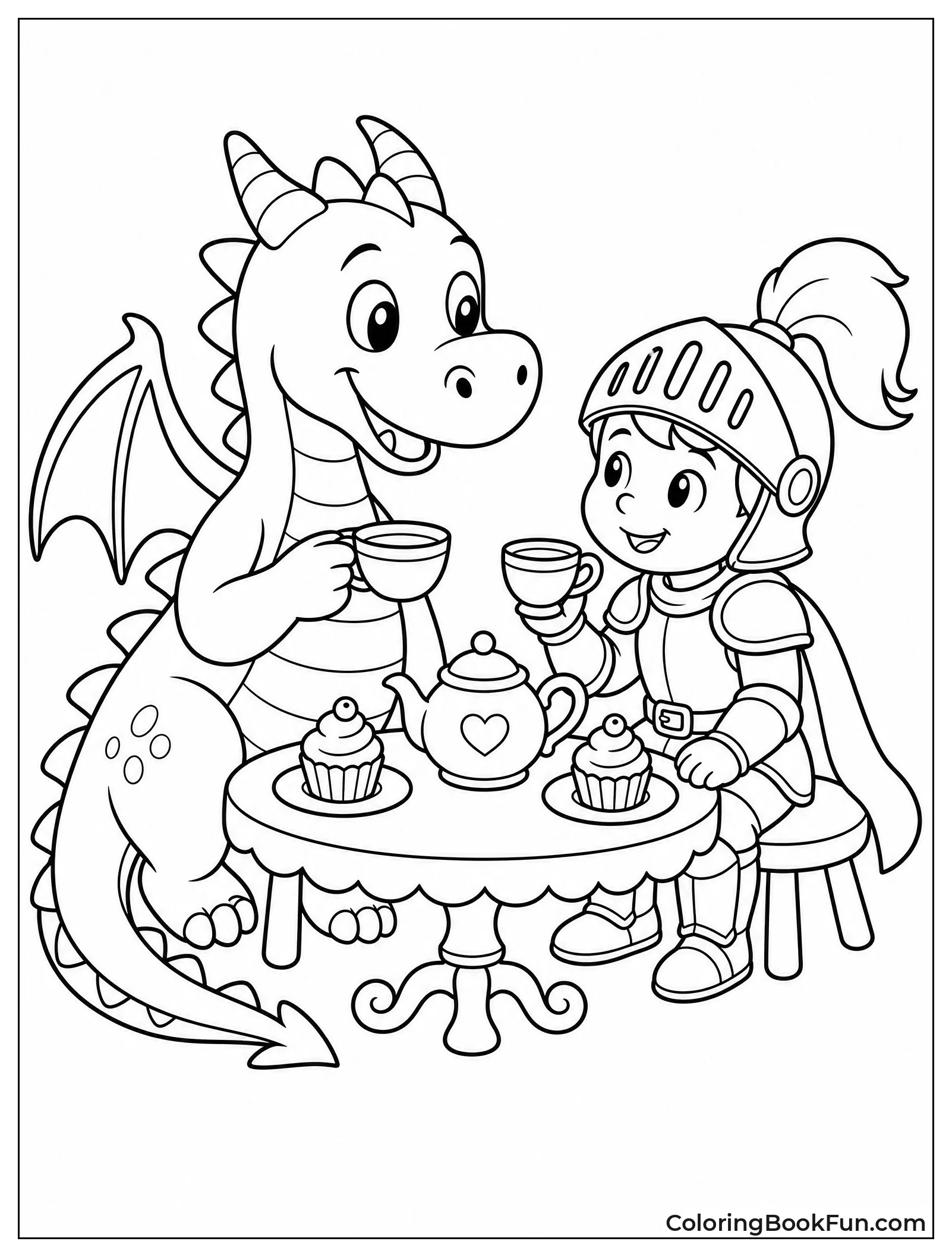 Dragon Having Tea with a Knight