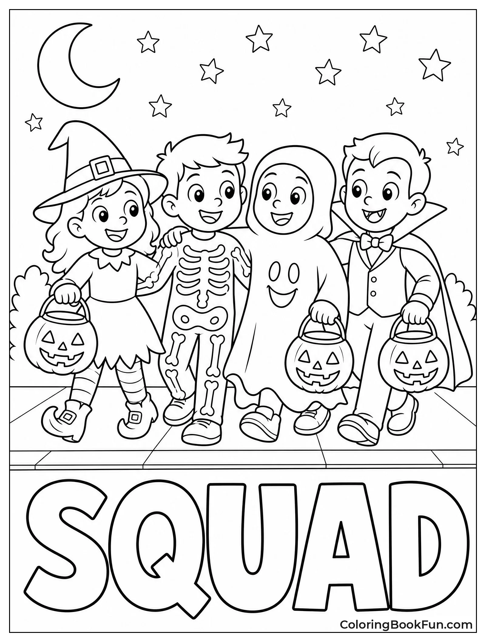Kids in Costumes Going Trick or Treating