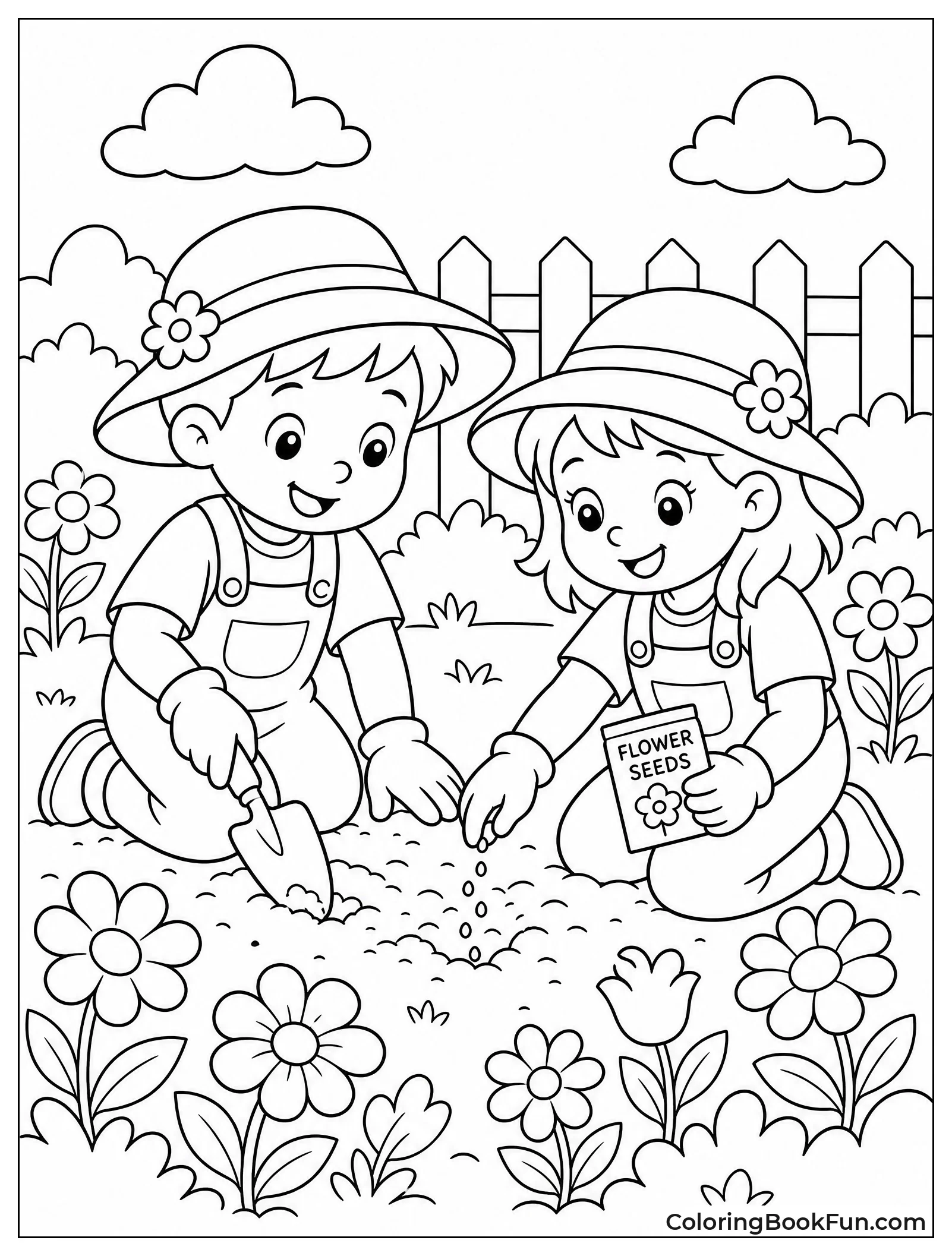 Planting Flowers in the Garden