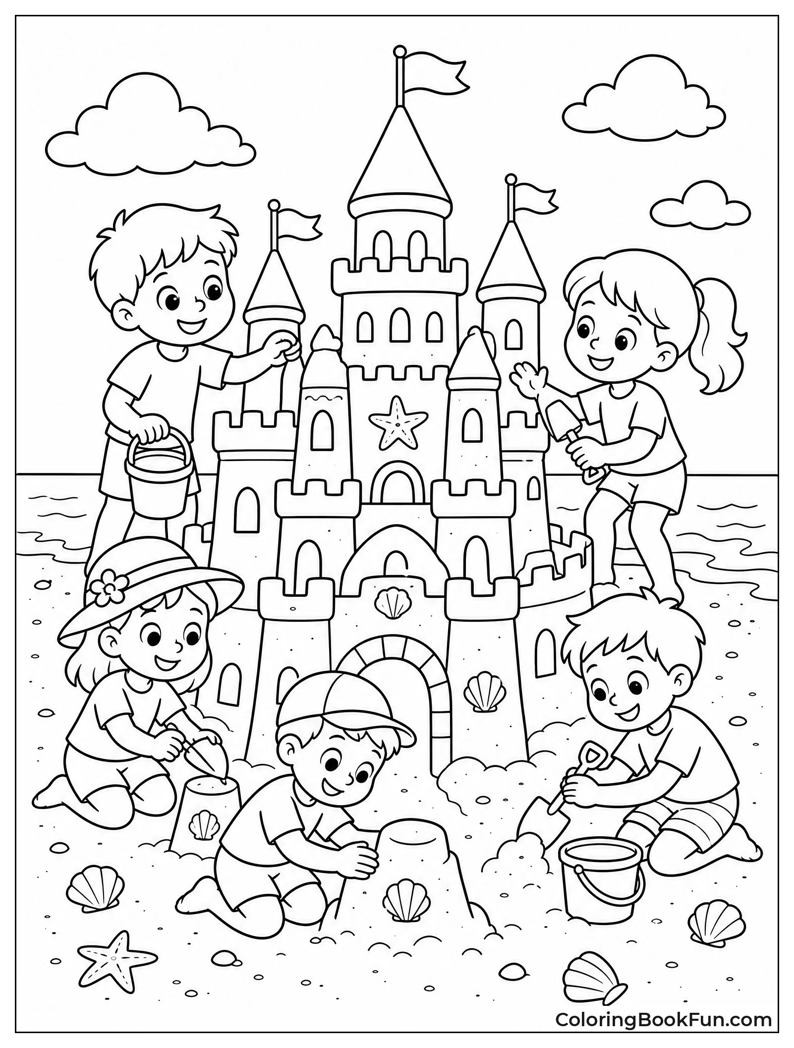 Building a Big Sandcastle at the Beach