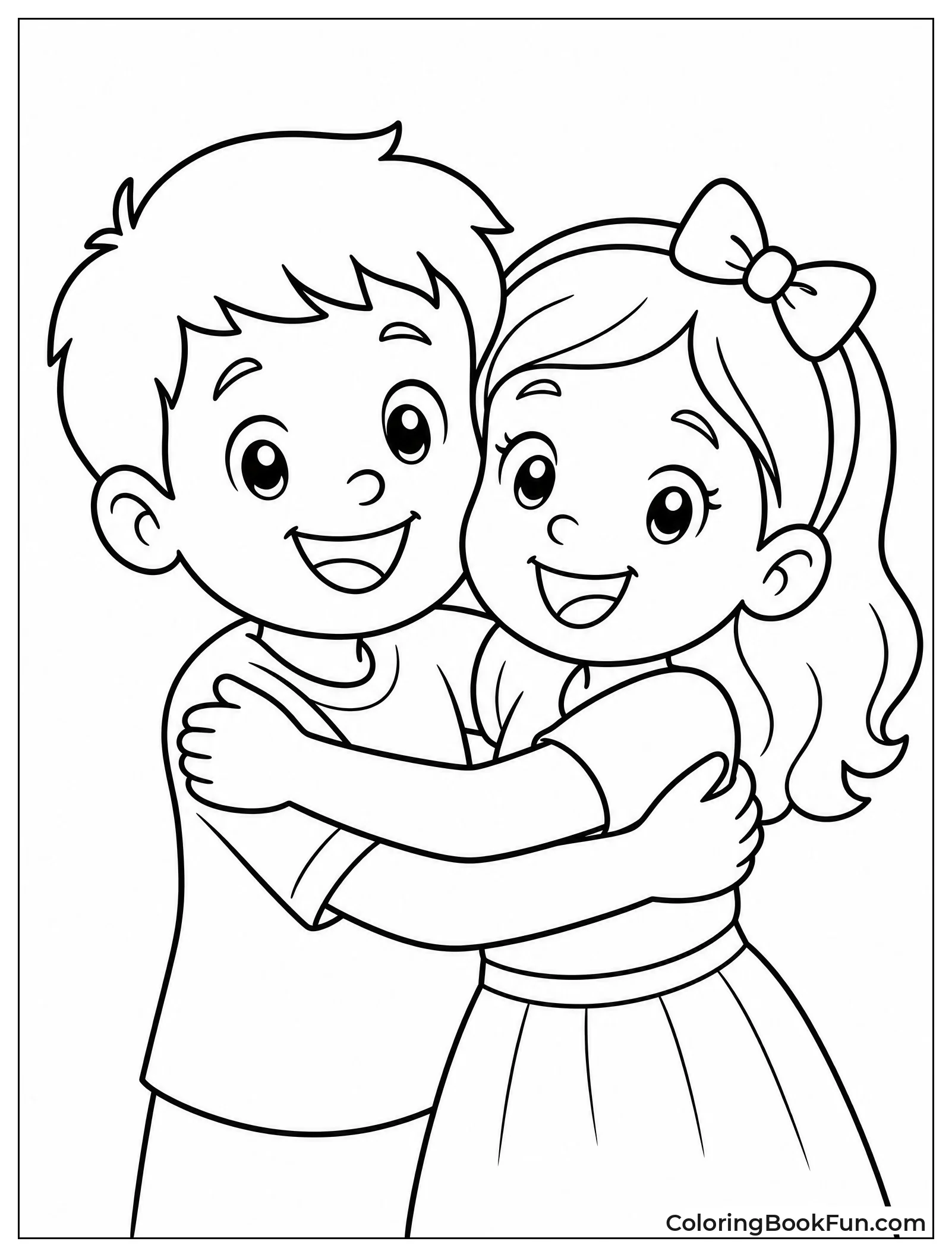 Two Kids in a Big Hug