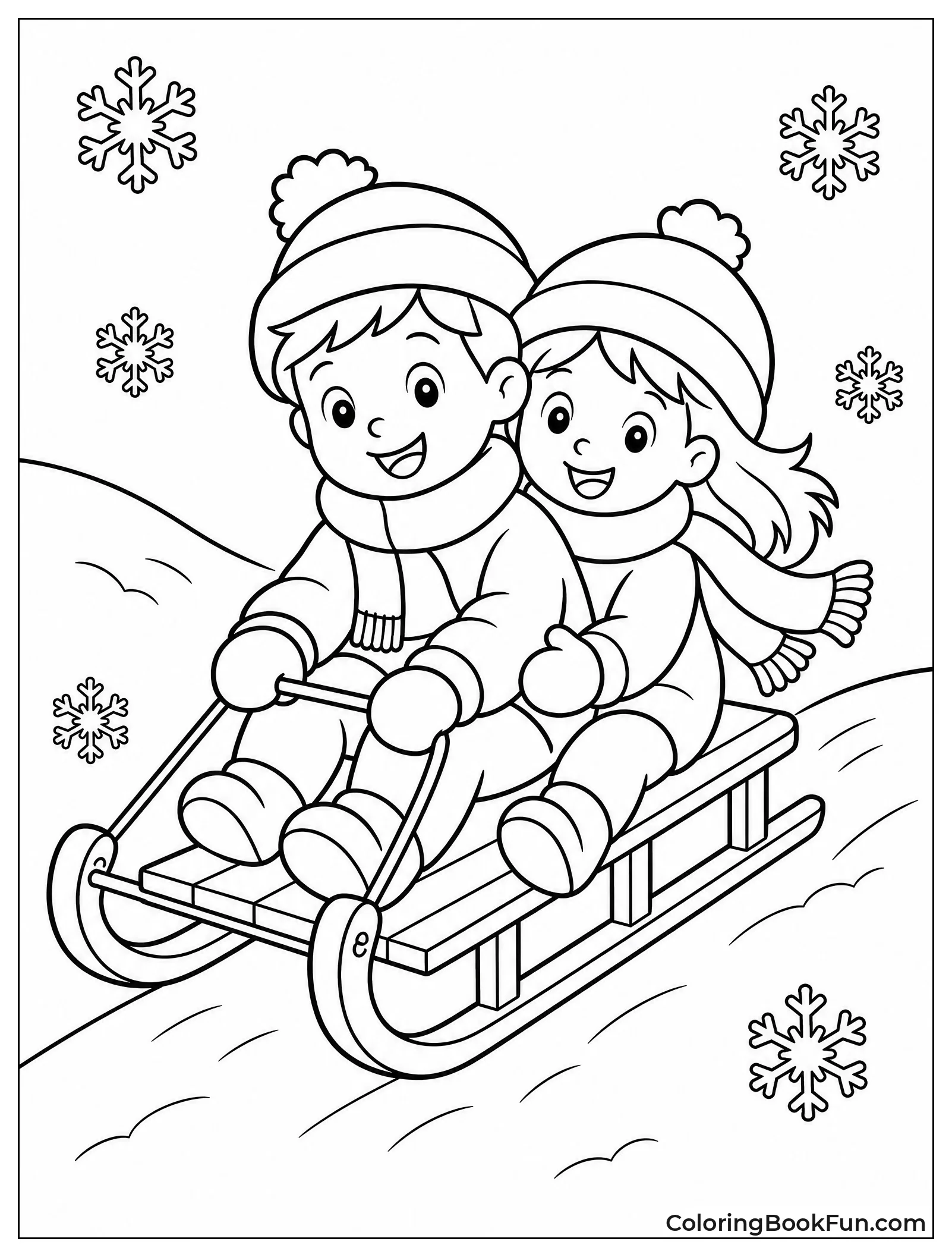Sledding Down a Snowy Hill