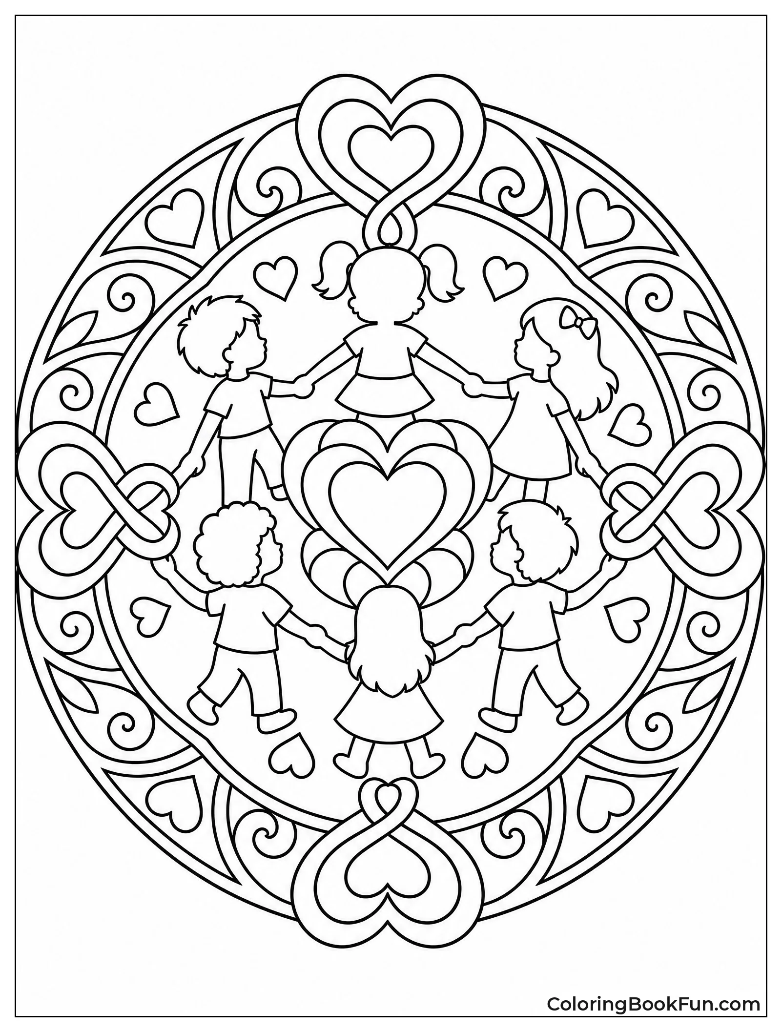 Mandala with Hearts and Friends