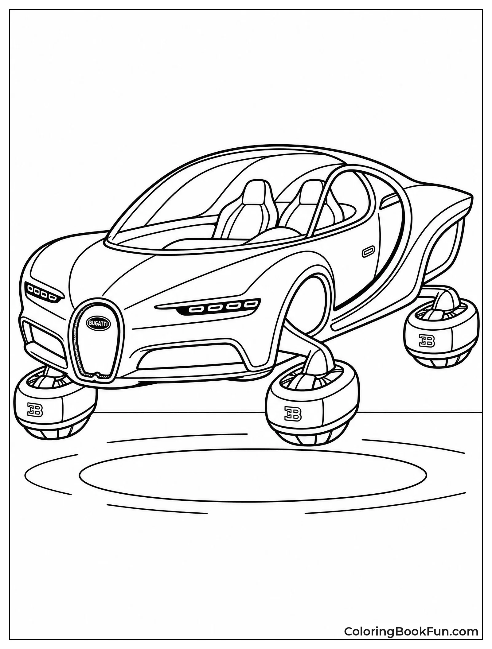Futuristic Bugatti Hovering Above the Ground
