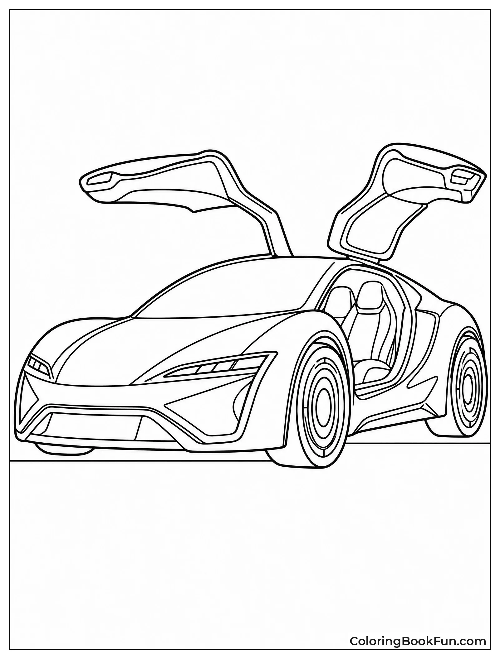 Futuristic Car with Gull Wing Doors
