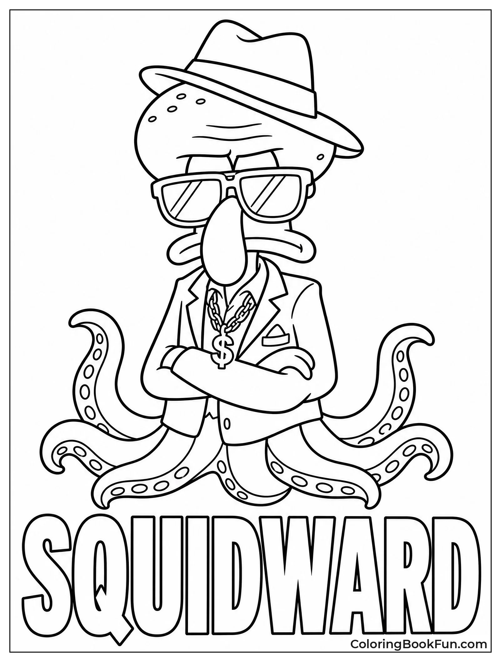 Squidward Dressed as a Gangster