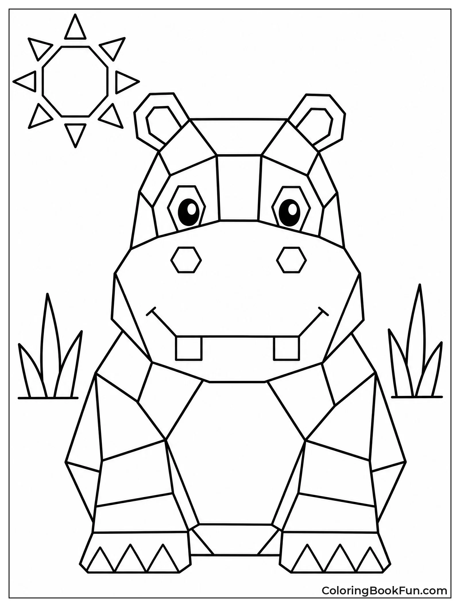 Hippo Made of Geometric Shapes