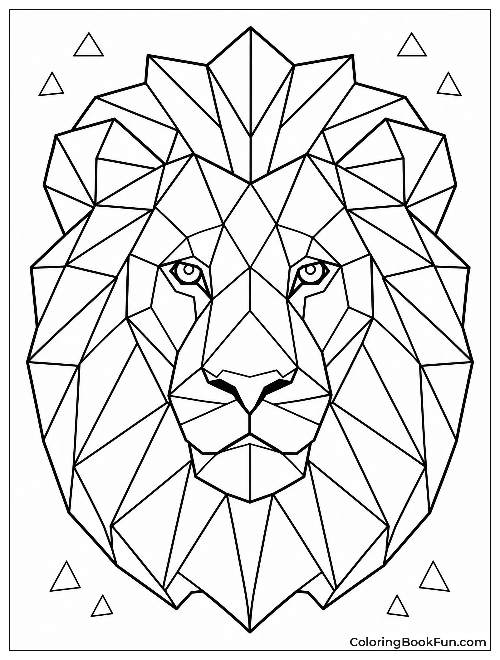 Geometric Lion Face Made of Shapes