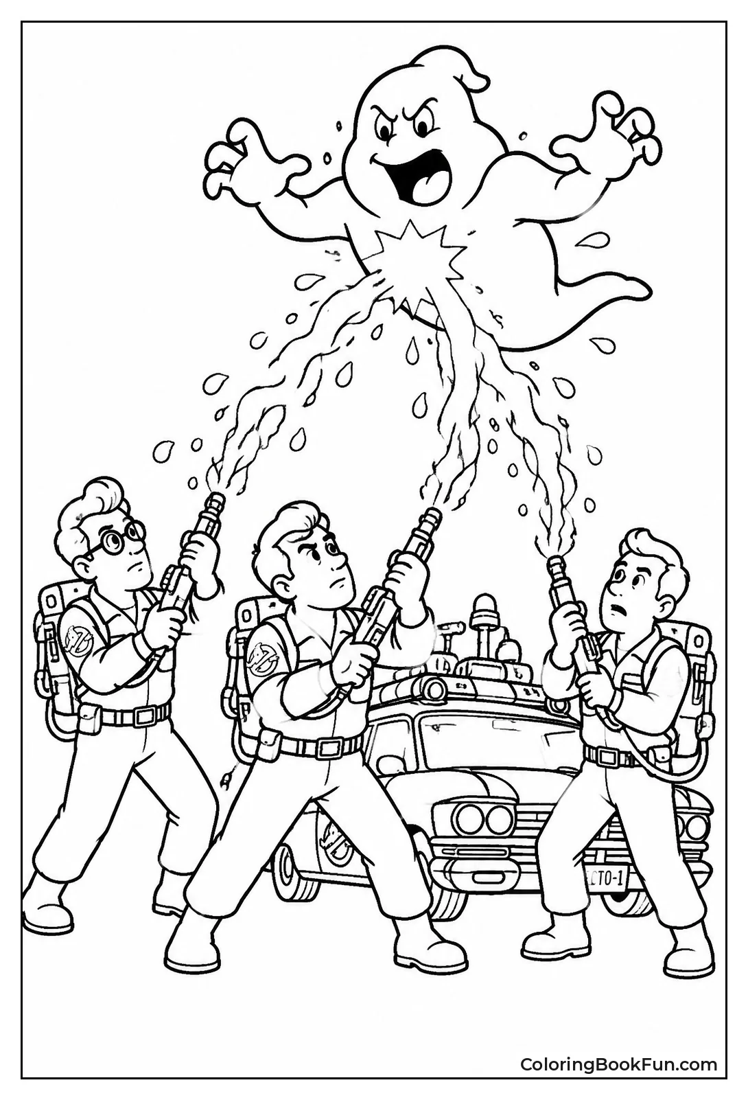 Ghostbusters Firing at Flying Ghost