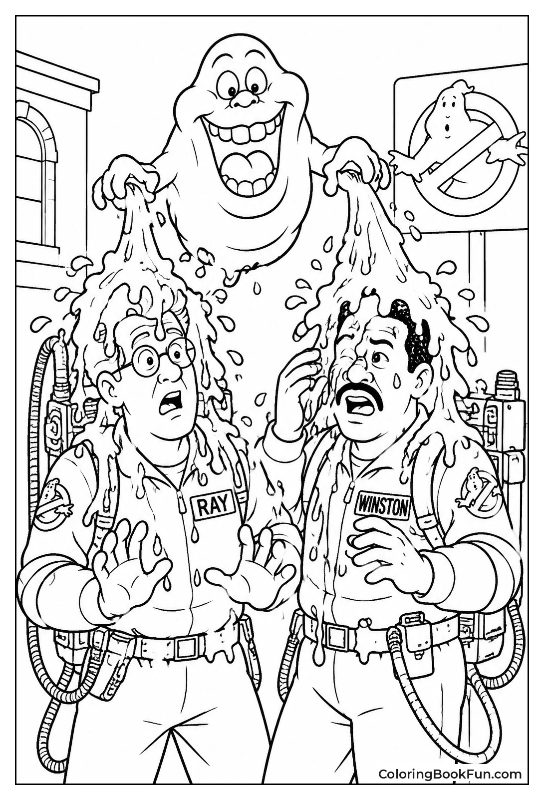 Slimer Sliming Ray and Winston