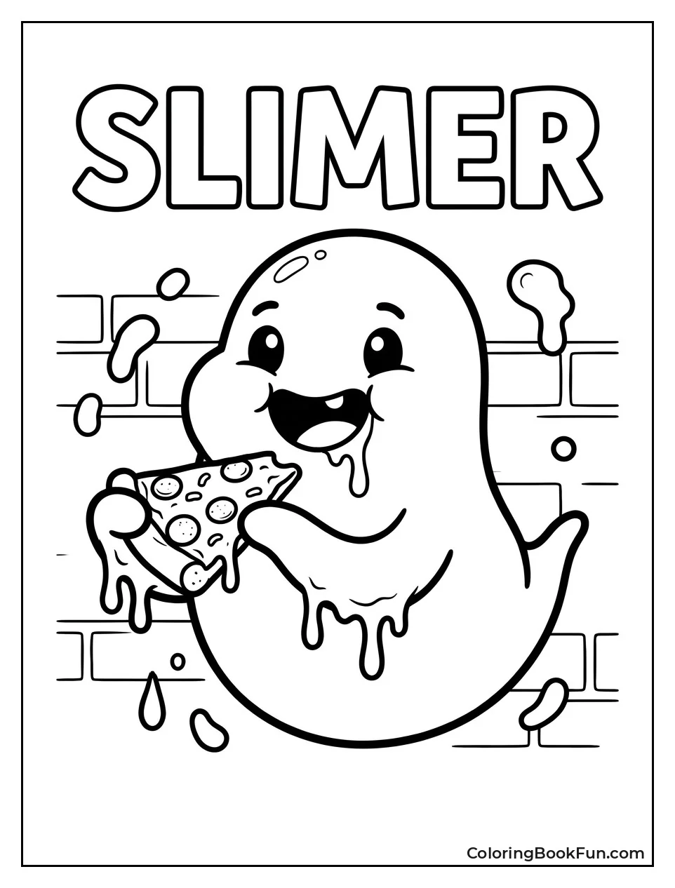 Slimer Eating Pizza with Joy