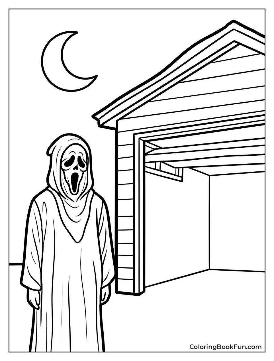 Ghostface Standing by Suburban Garage Door