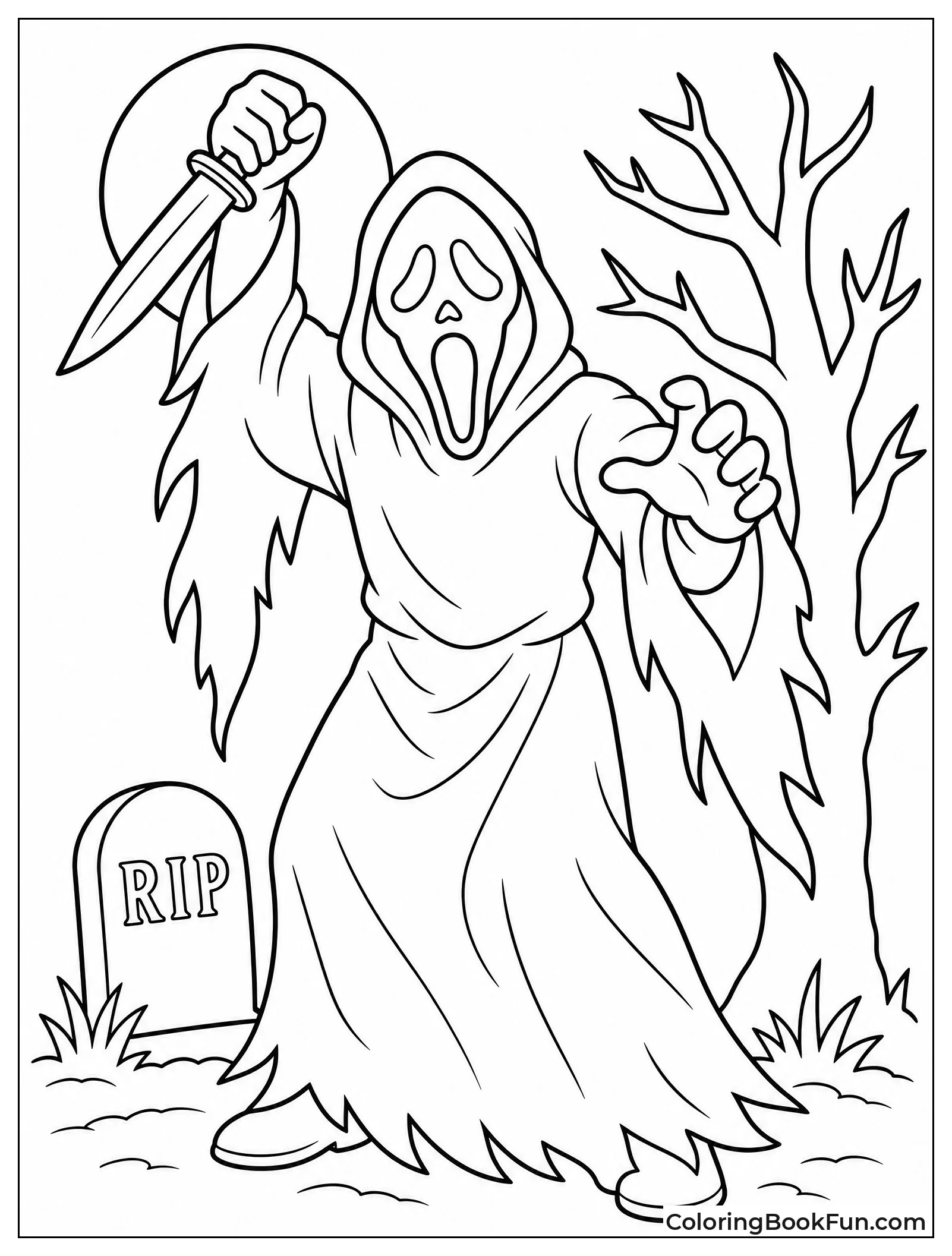 Ghostface Raising Knife in Threatening Pose