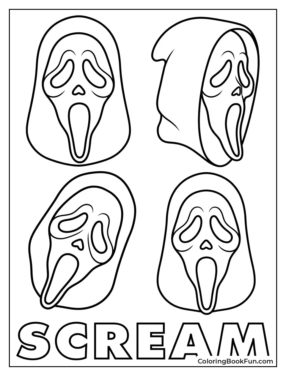 Ghostface Mask Shown from Four Angles