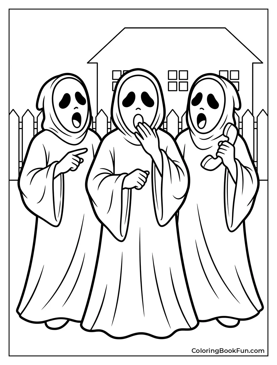 Three Ghostface Figures Standing Together