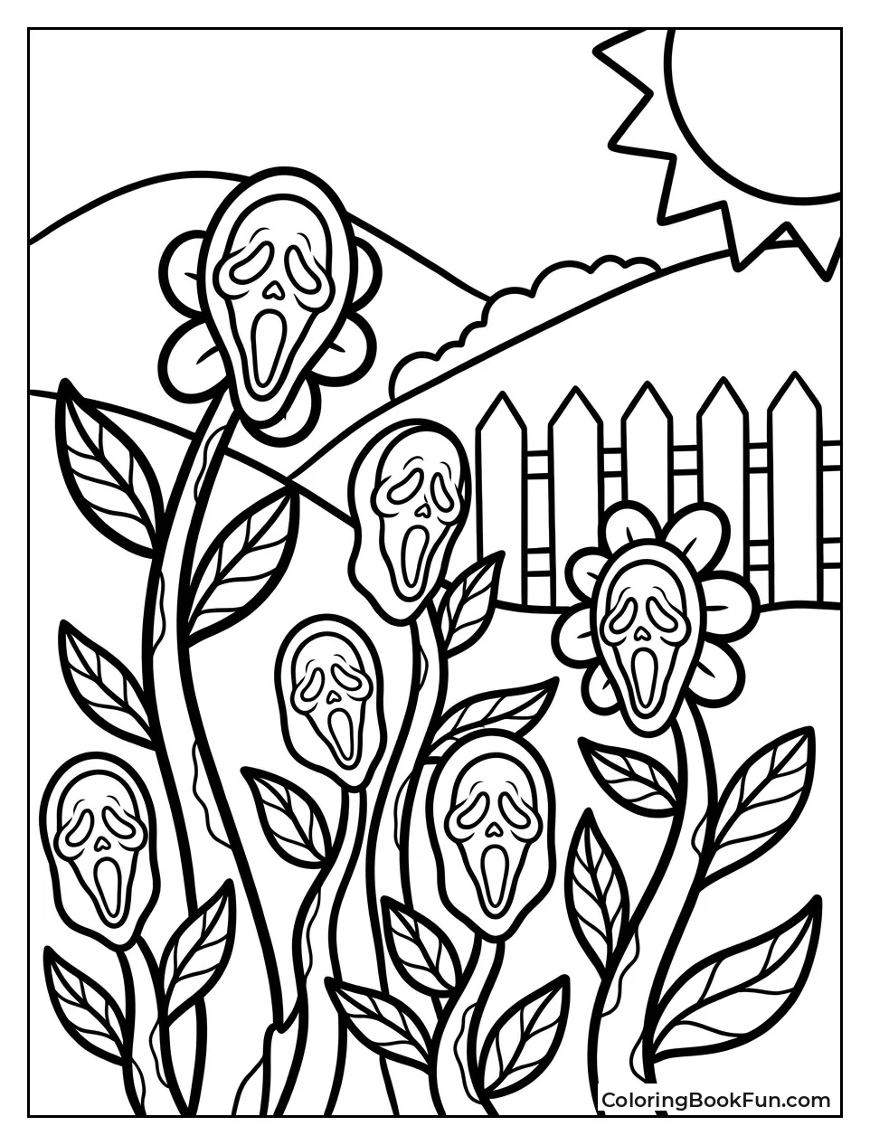 Ghostface Flowers Growing in Whimsical Garden