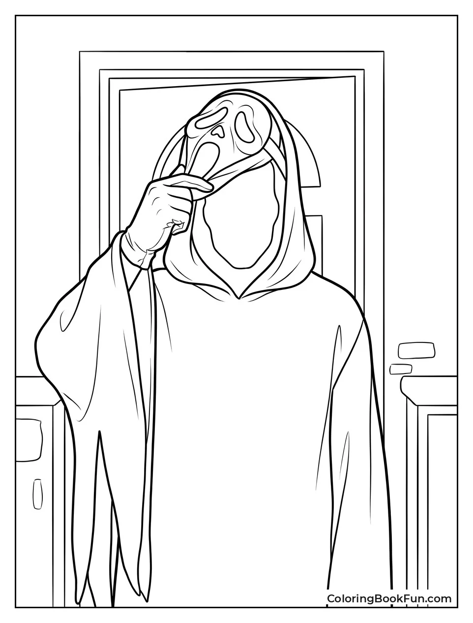 Ghostface Lifting Mask to Show Shadow Face