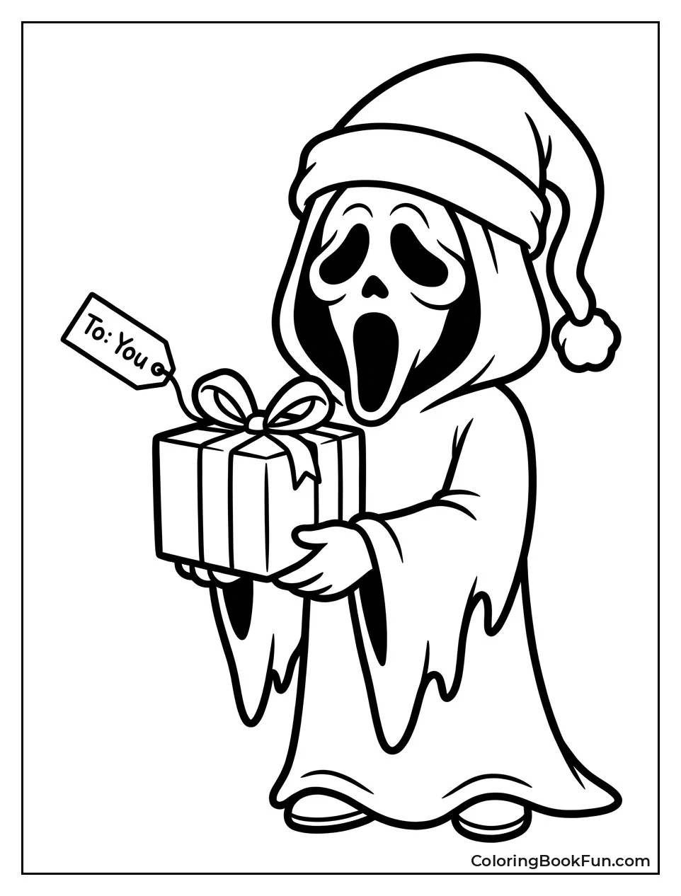 Ghostface Wearing Santa Hat with Gift
