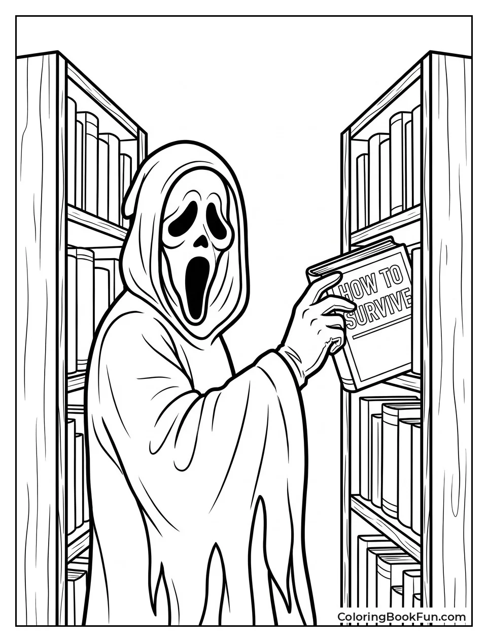 Ghostface Pulling Survival Book from Shelf